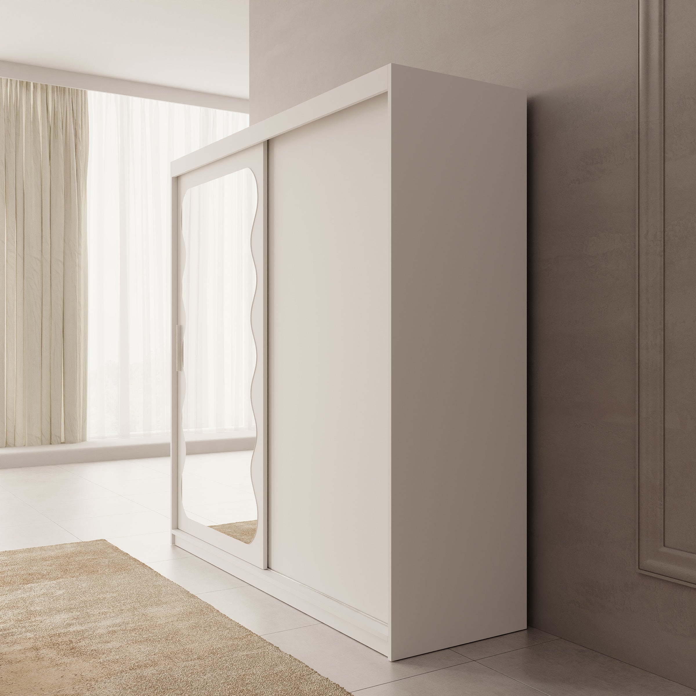 Sentoji - Kledingkast met 2 schuifdeuren - Wit - 200x62x200 cm