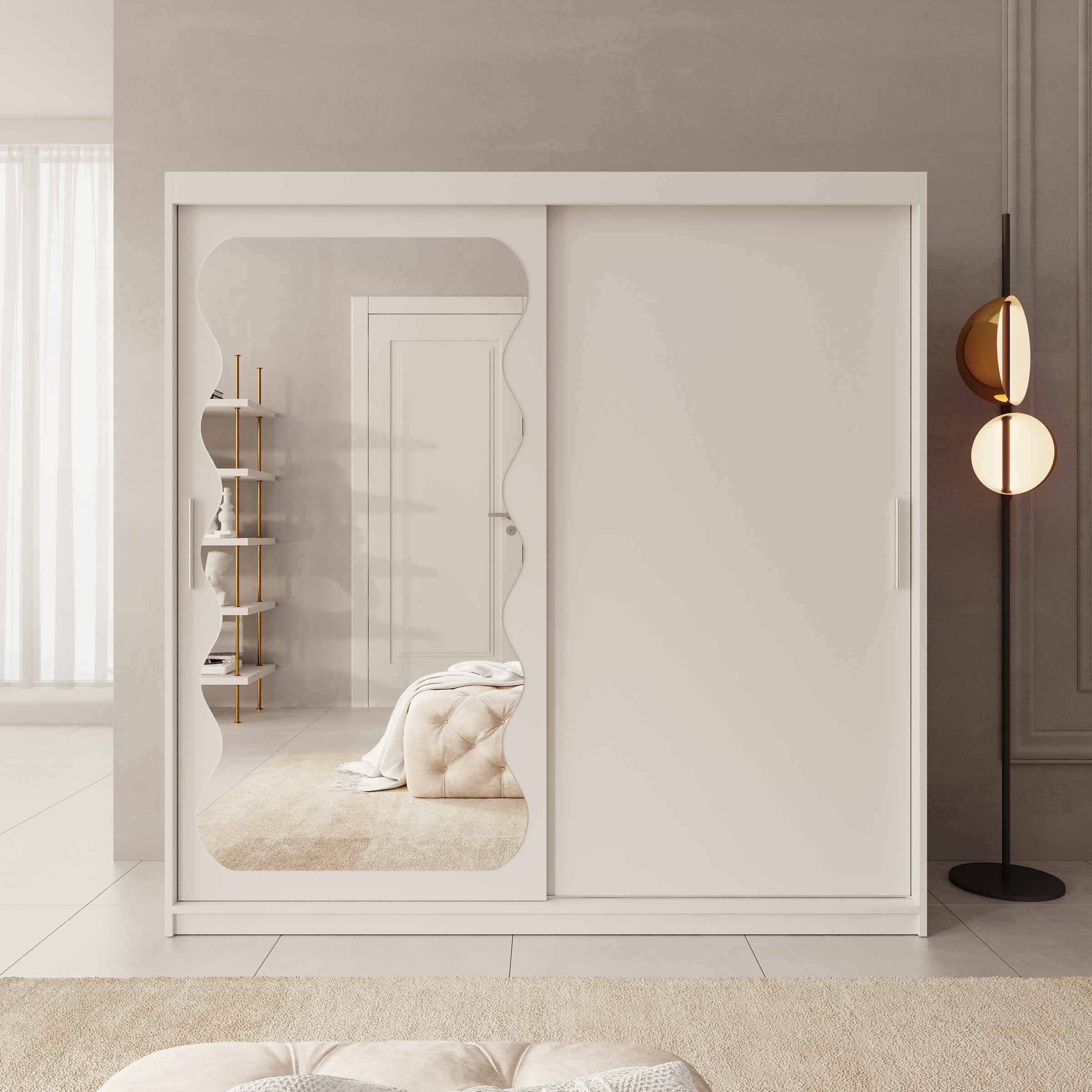 Sentoji - Kledingkast met 2 schuifdeuren - Wit - 200x62x200 cm