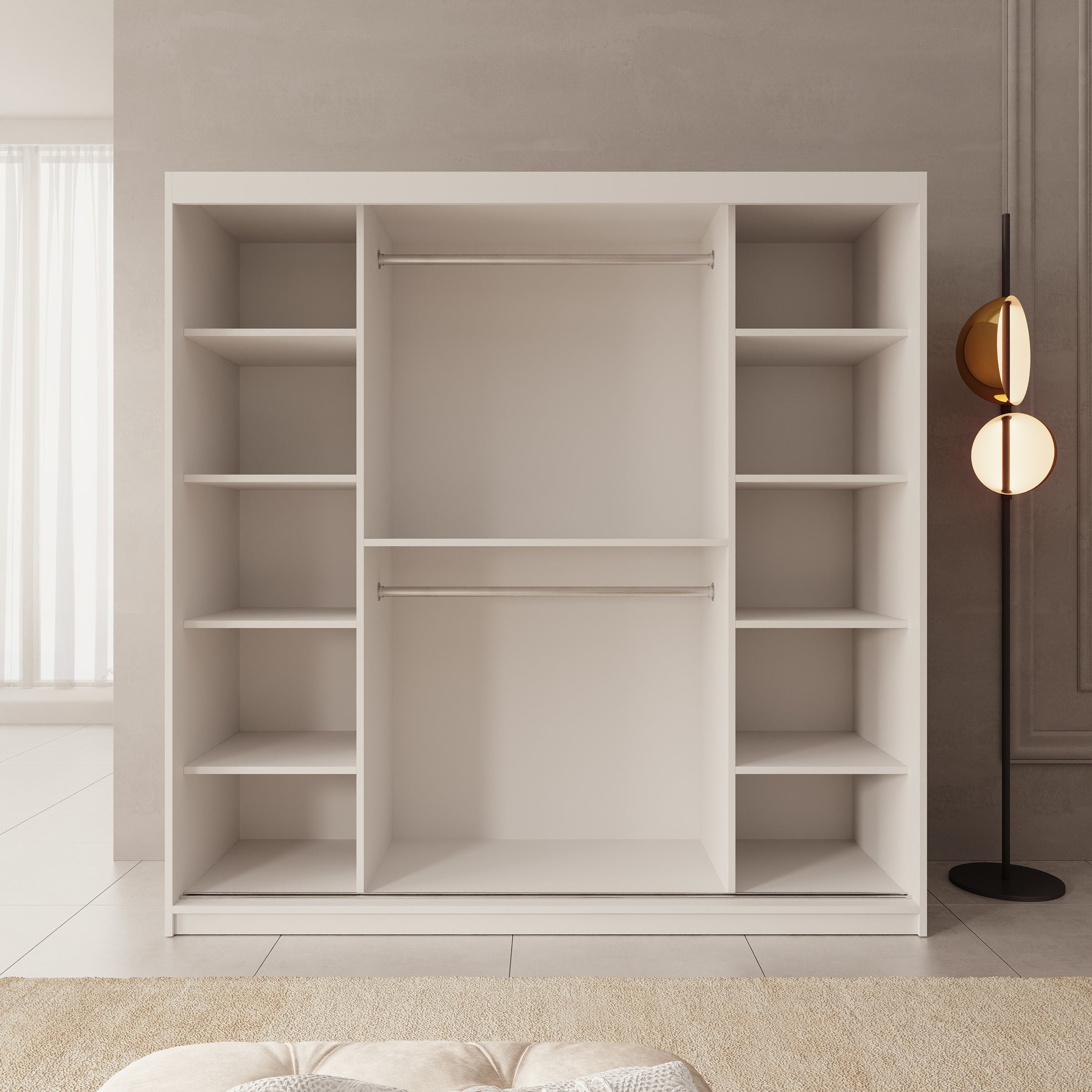 Sentoji - Kledingkast met 2 schuifdeuren - Wit - 200x62x200 cm