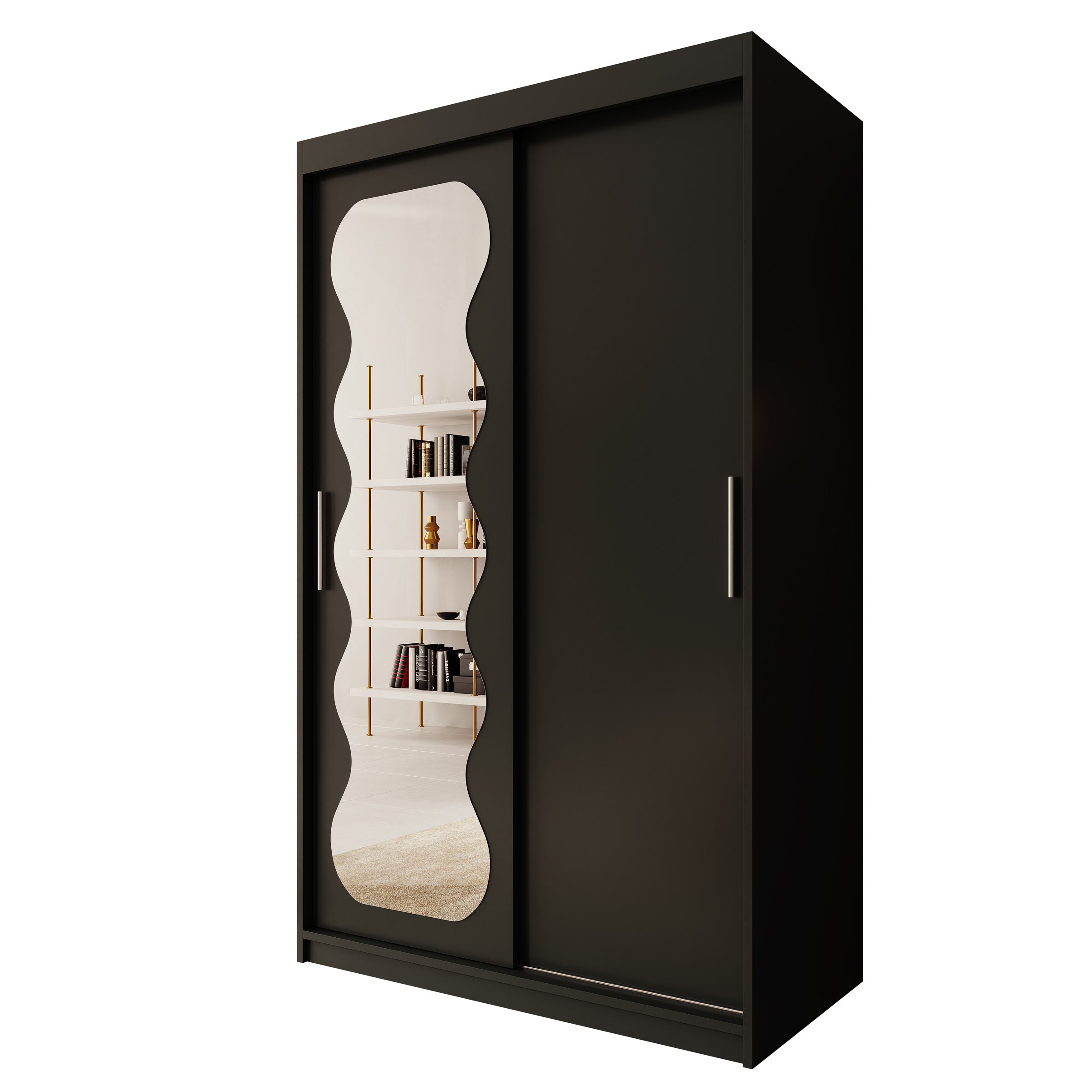 Sentoji - Kledingkast met 2 schuifdeuren - Zwart - 120x62x200 cm