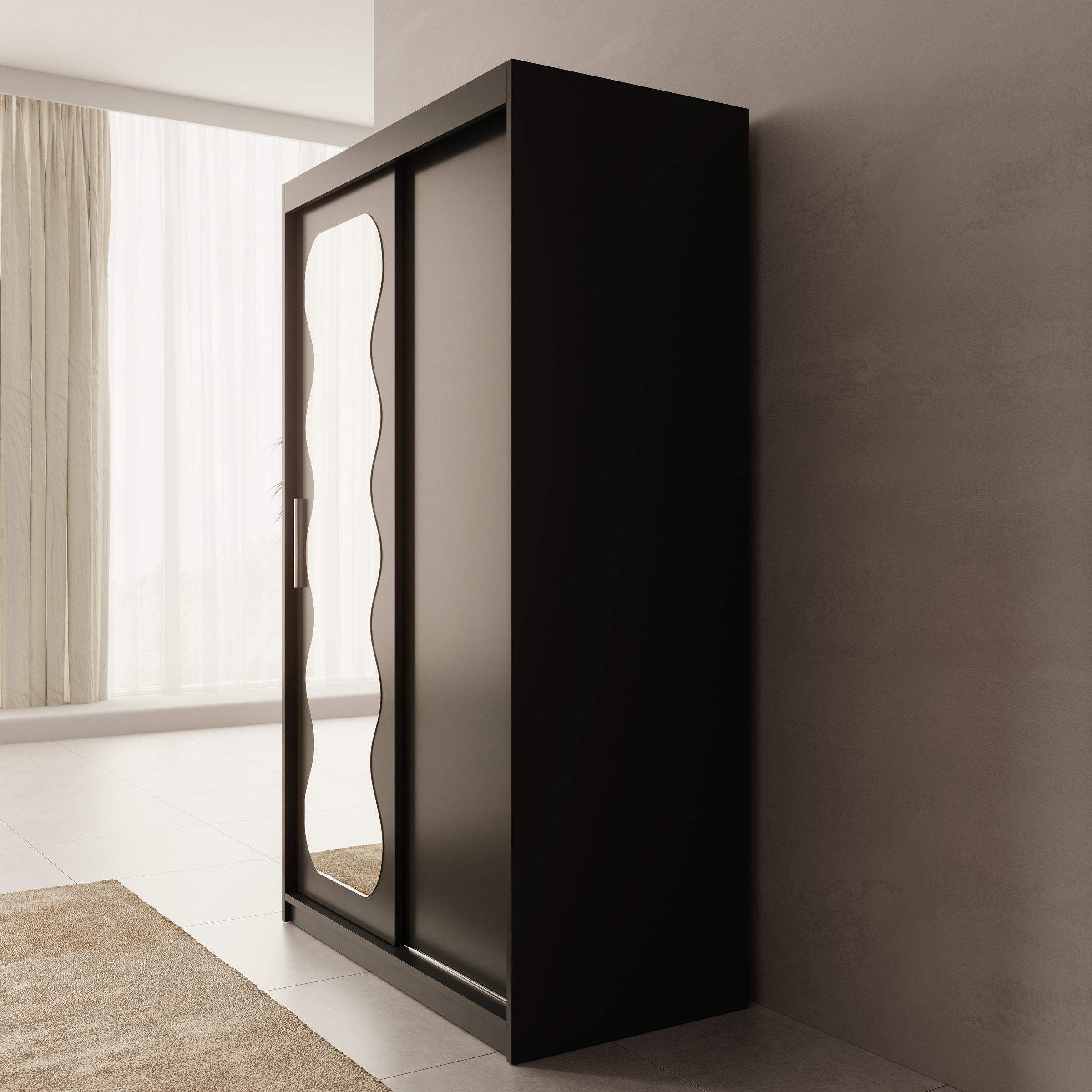 Sentoji - Kledingkast met 2 schuifdeuren - Zwart - 120x62x200 cm