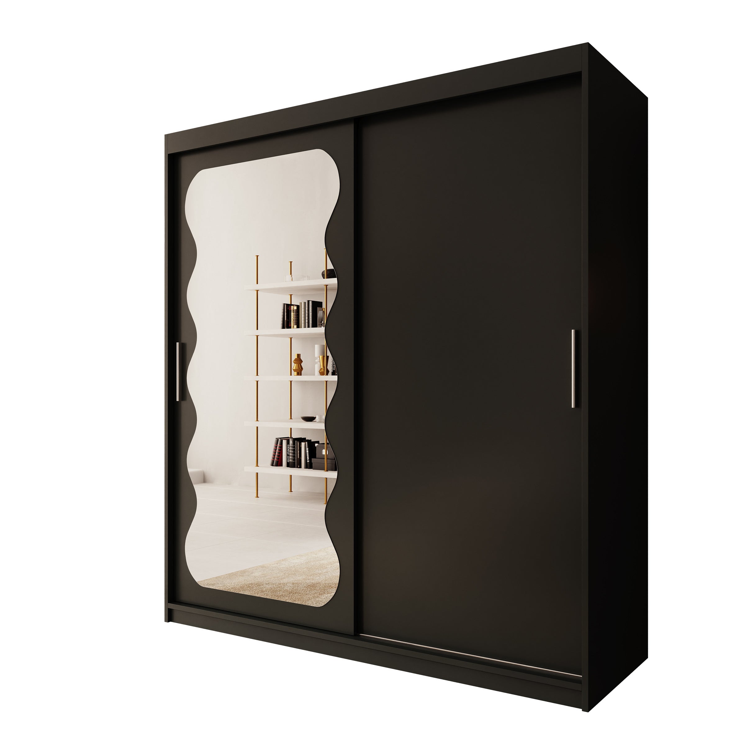 Sentoji - Kledingkast met 2 schuifdeuren - Zwart - 180x62x200 cm