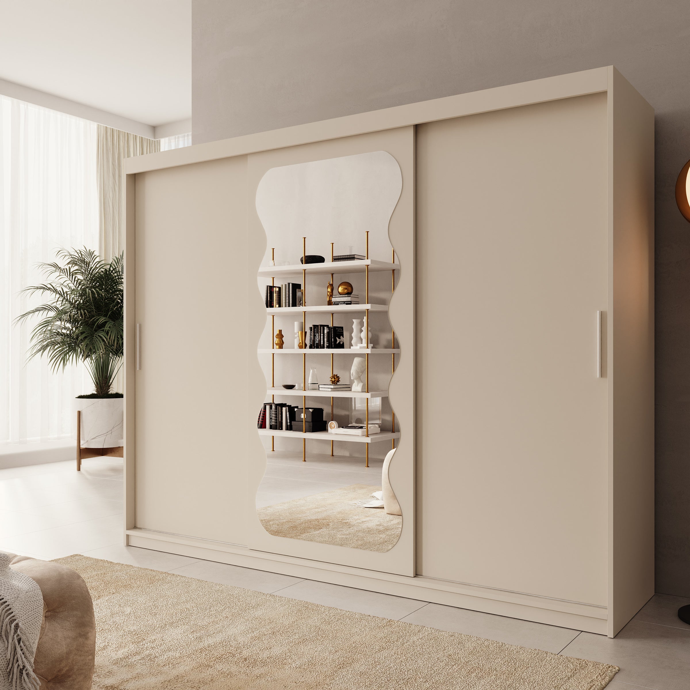 Sentoji - Kledingkast met 3 schuifdeuren - Beige - 250x62x200 cm