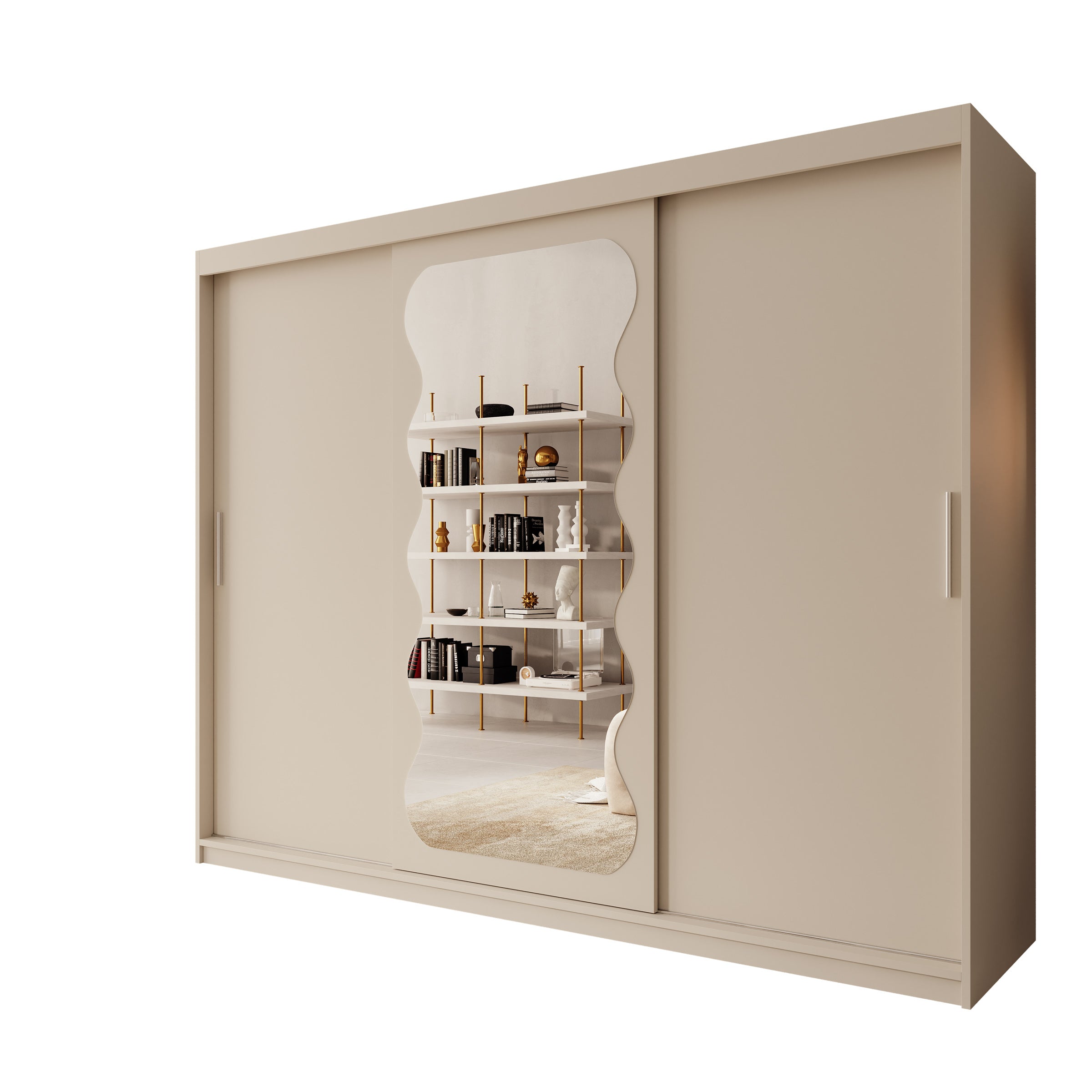 Sentoji - Kledingkast met 3 schuifdeuren - Beige - 250x62x200 cm