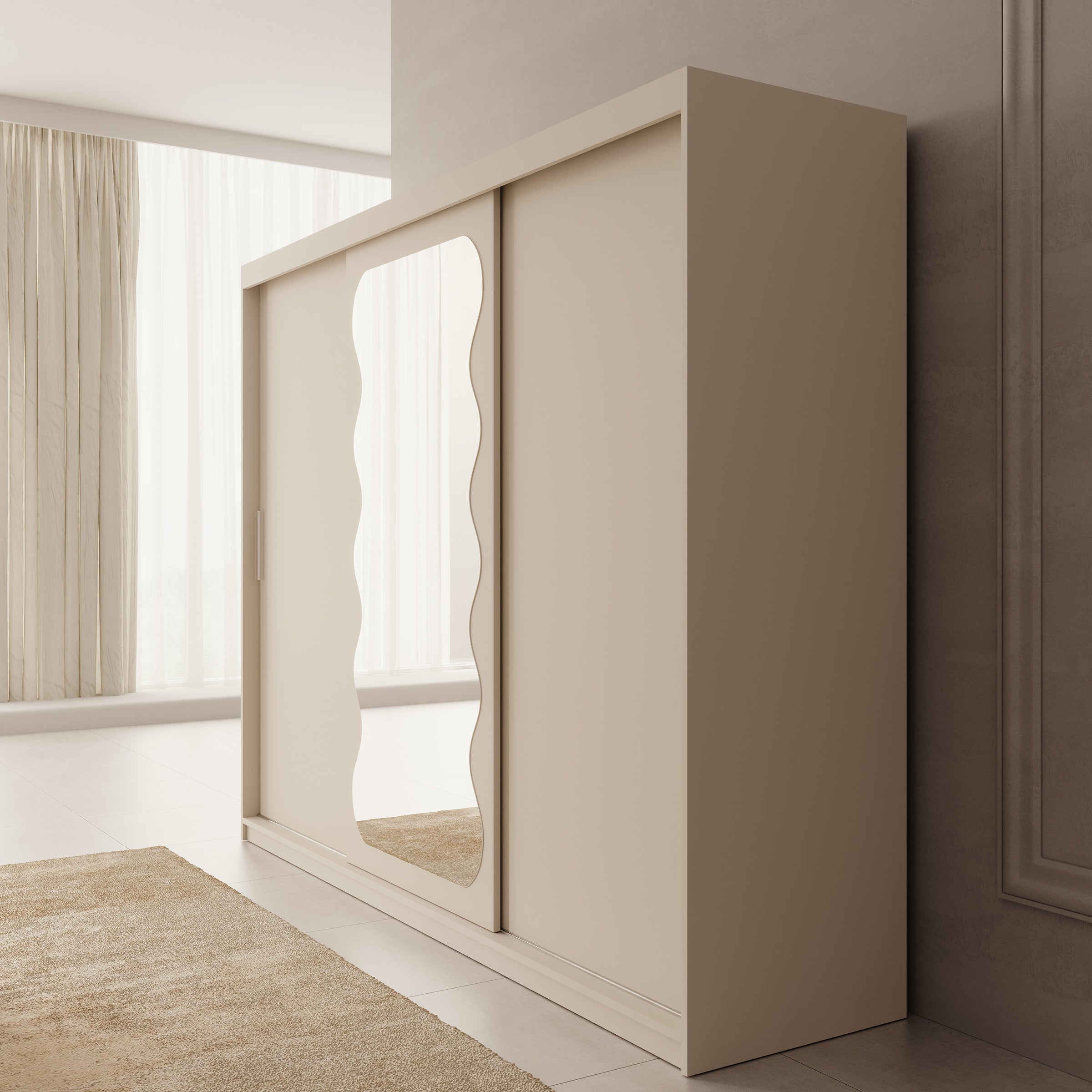 Sentoji - Kledingkast met 3 schuifdeuren - Beige - 250x62x200 cm