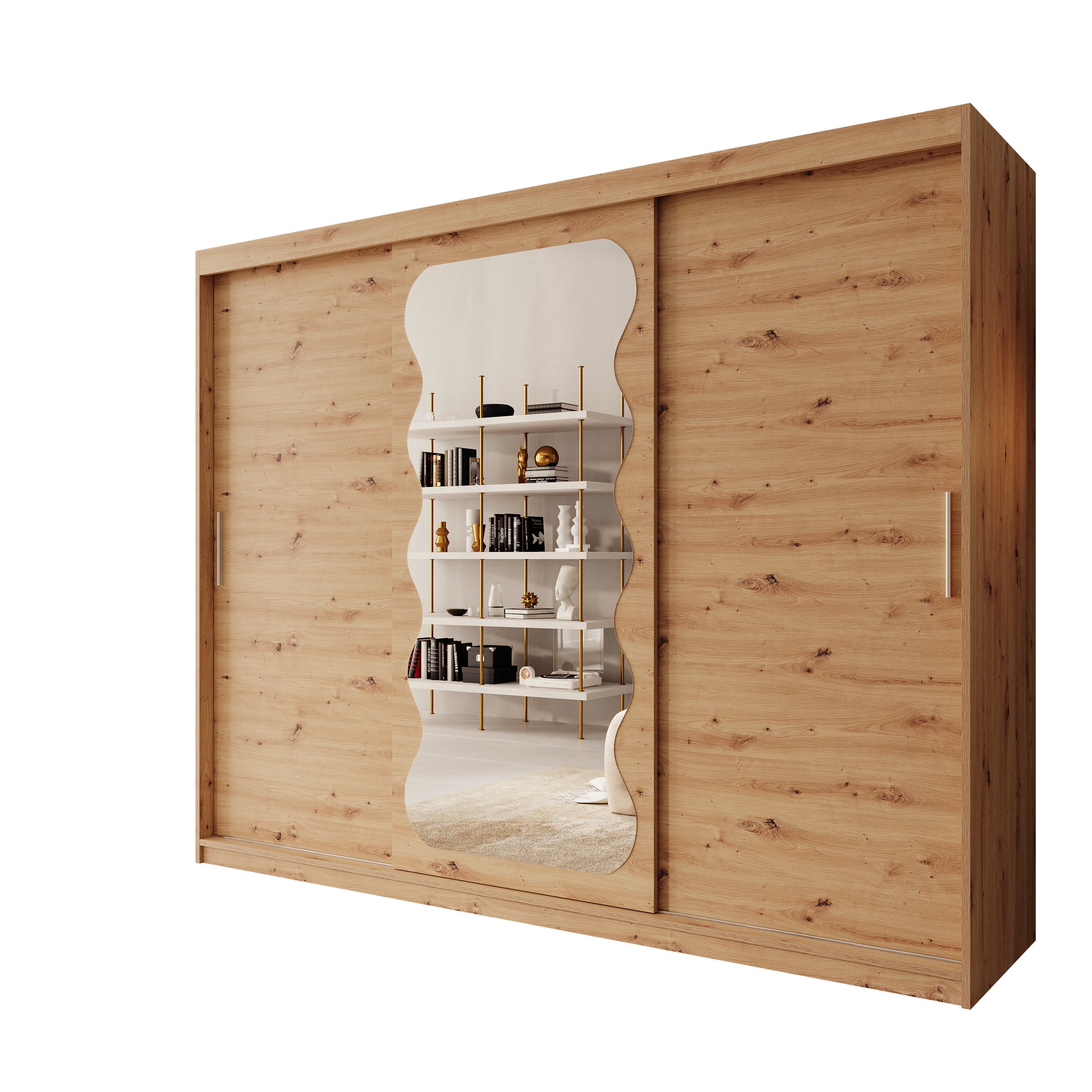 Sentoji - Kledingkast met 3 schuifdeuren - Eikenpatroon - 250x62x200 cm