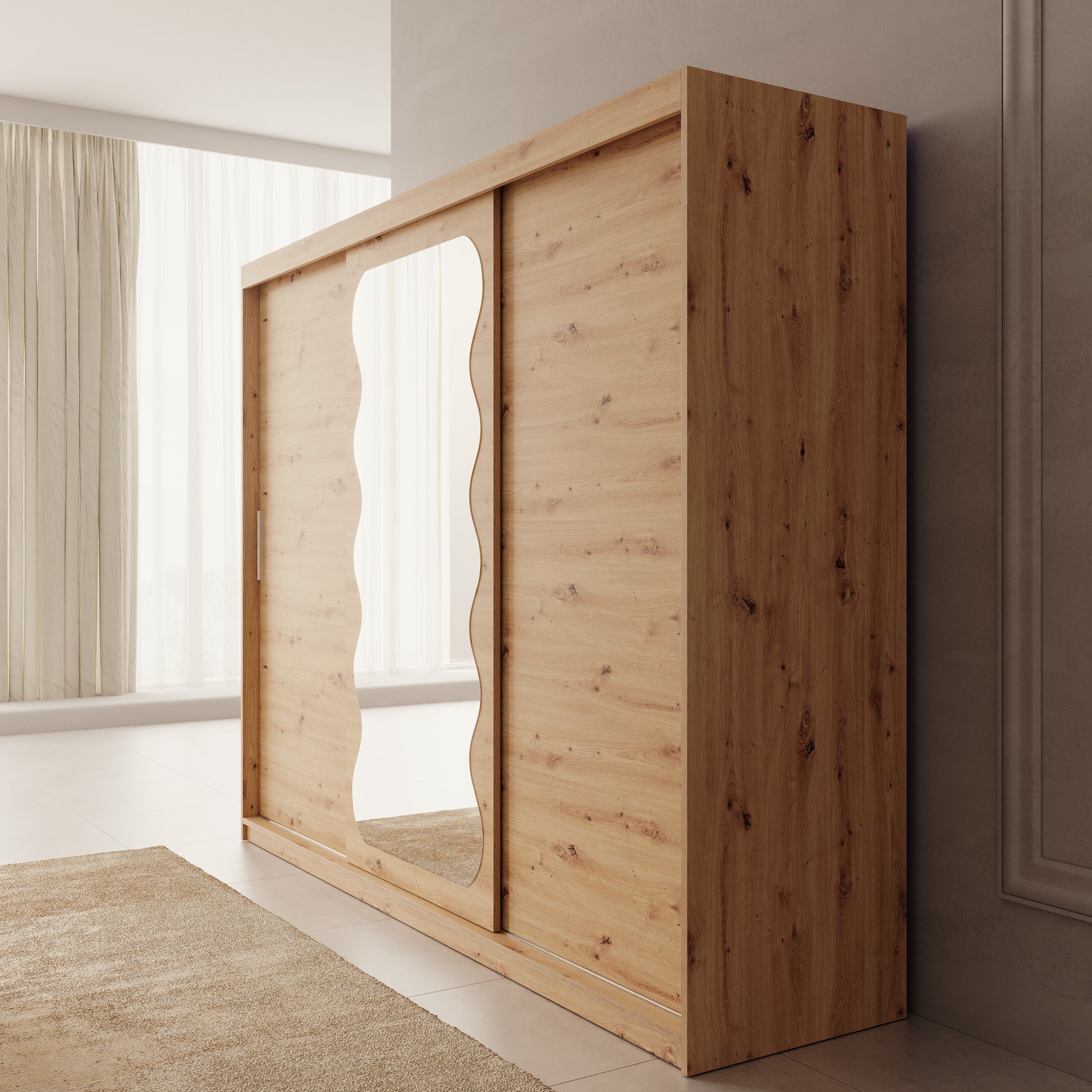 Sentoji - Kledingkast met 3 schuifdeuren - Eikenpatroon - 250x62x200 cm