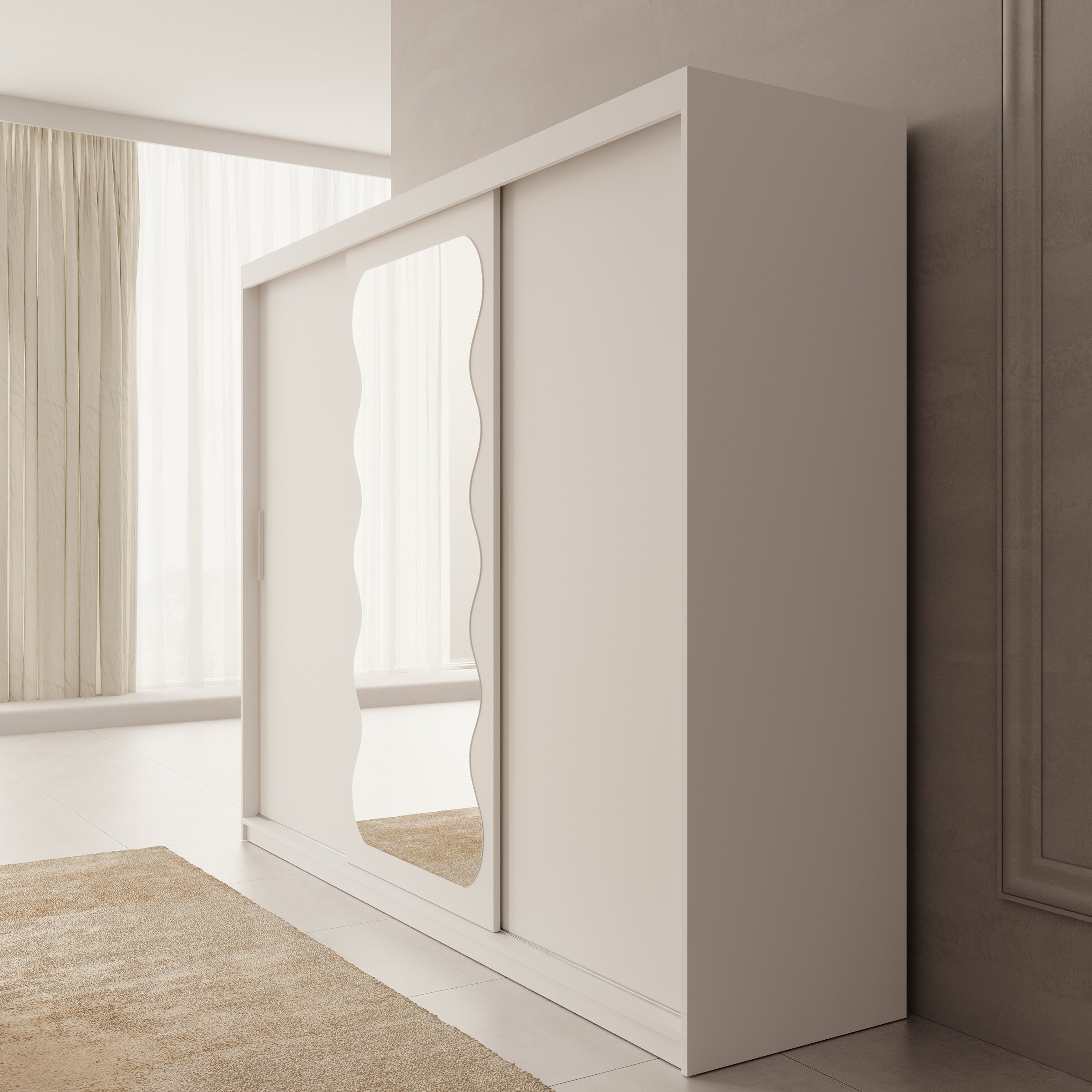 Sentoji - Kledingkast met 3 schuifdeuren - Wit - 250x62x200 cm