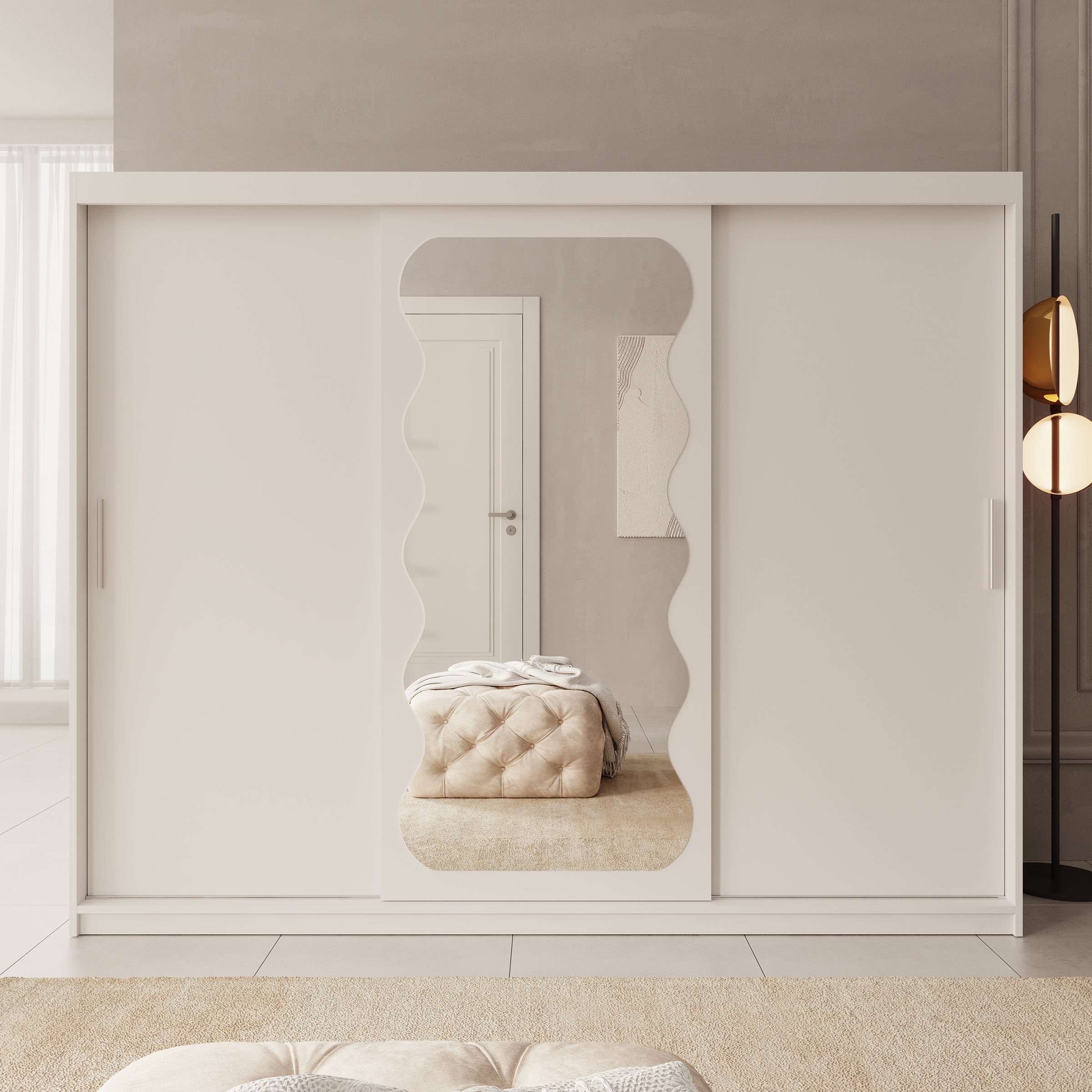 Sentoji - Kledingkast met 3 schuifdeuren - Wit - 250x62x200 cm