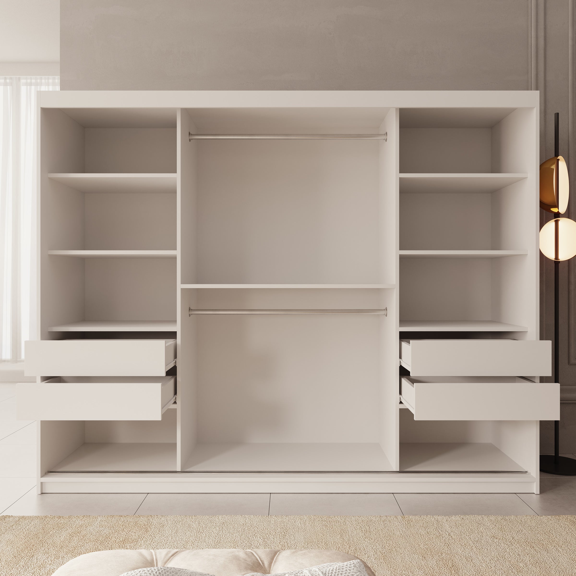 Sentoji - Kledingkast met 3 schuifdeuren - Wit - 250x62x200 cm