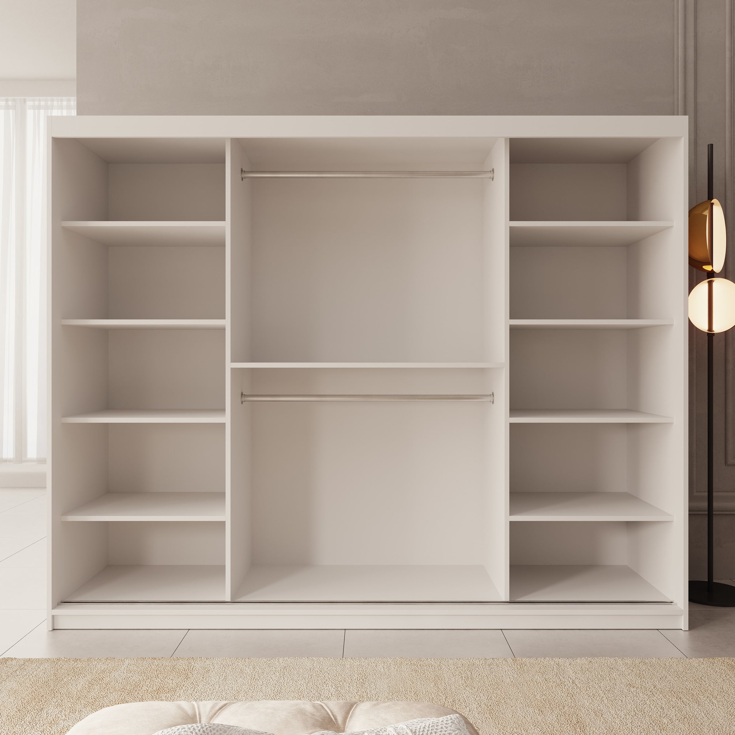 Sentoji - Kledingkast met 3 schuifdeuren - Wit - 250x62x200 cm