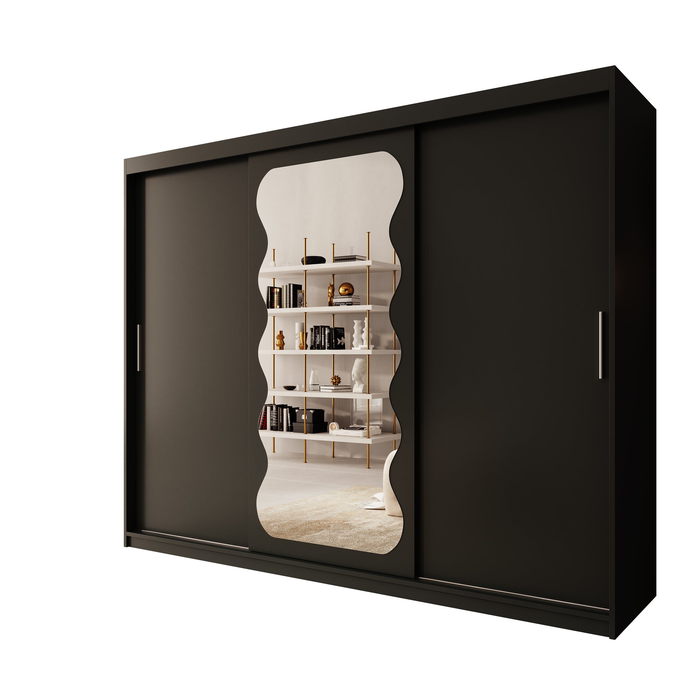 Sentoji - Kledingkast met 3 schuifdeuren - Zwart - 250x62x200 cm