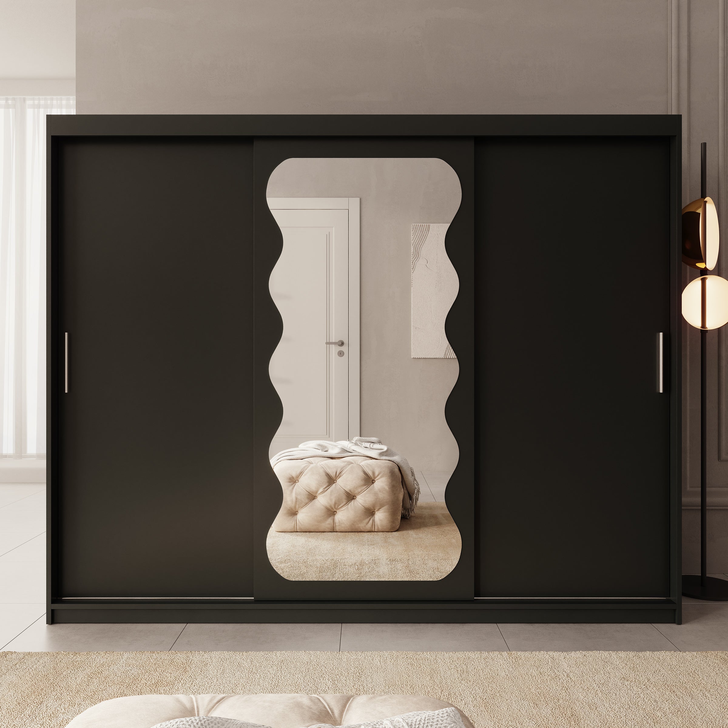 Sentoji - Kledingkast met 3 schuifdeuren - Zwart - 250x62x200 cm