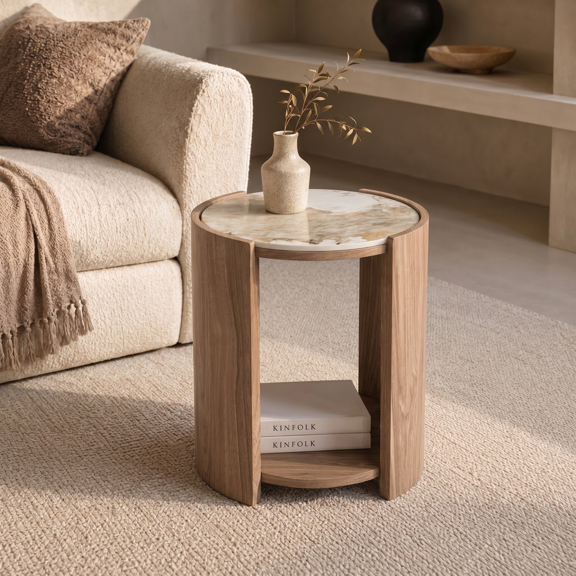 Sereno - Salontafel - Keramiek met marmerlook - 45x50 cm