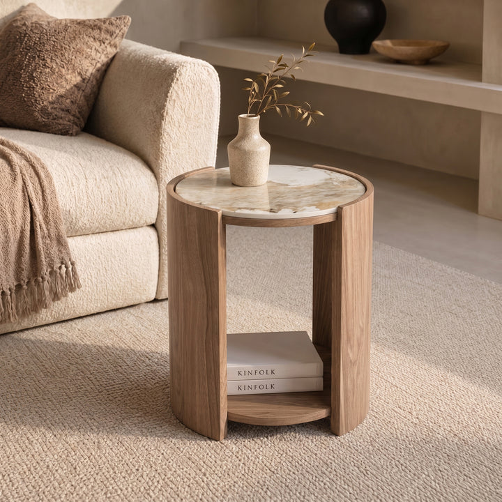 Sereno - Salontafel - Keramiek met marmerlook - 45x50 cm