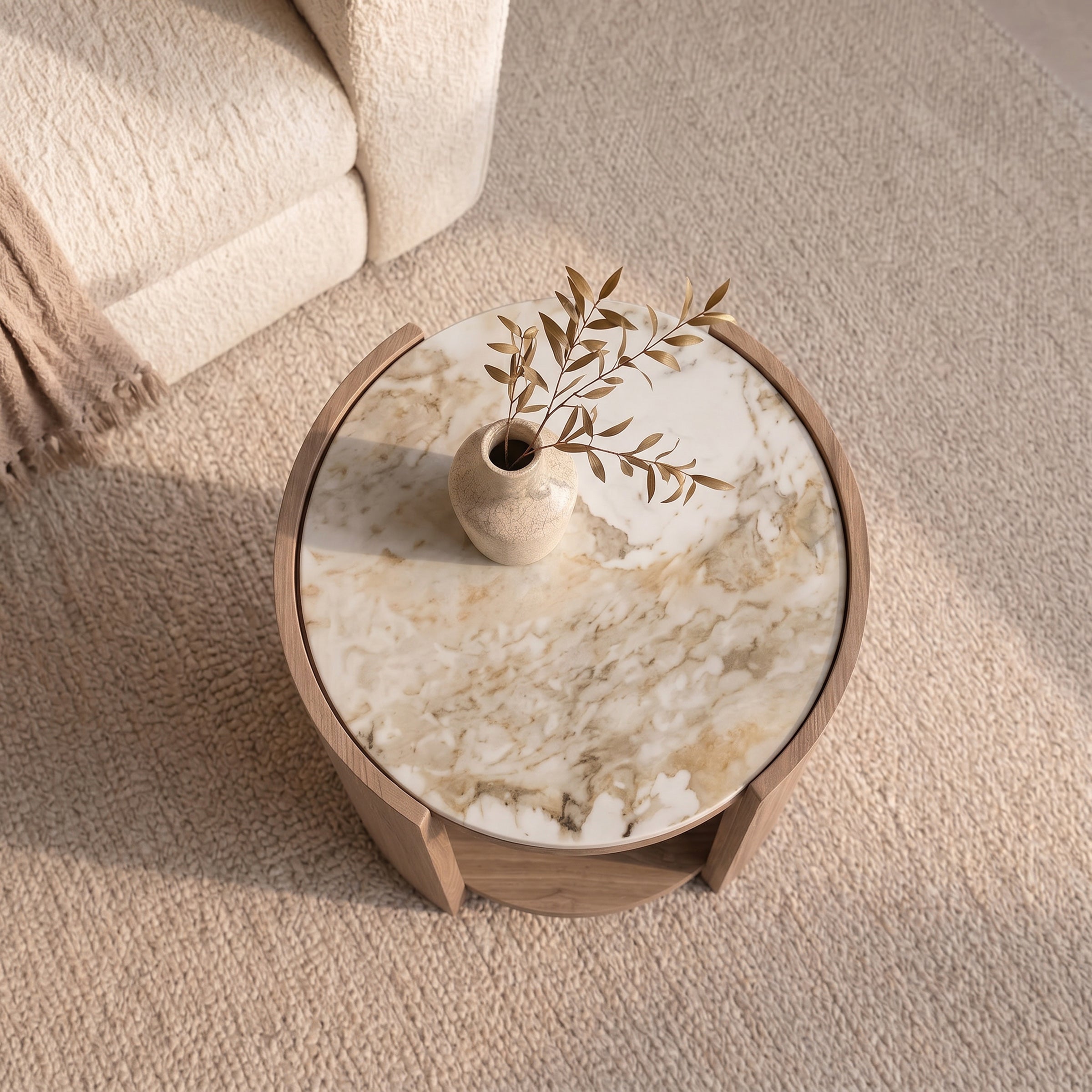 Sereno - Salontafel - Keramiek met marmerlook - 45x50 cm