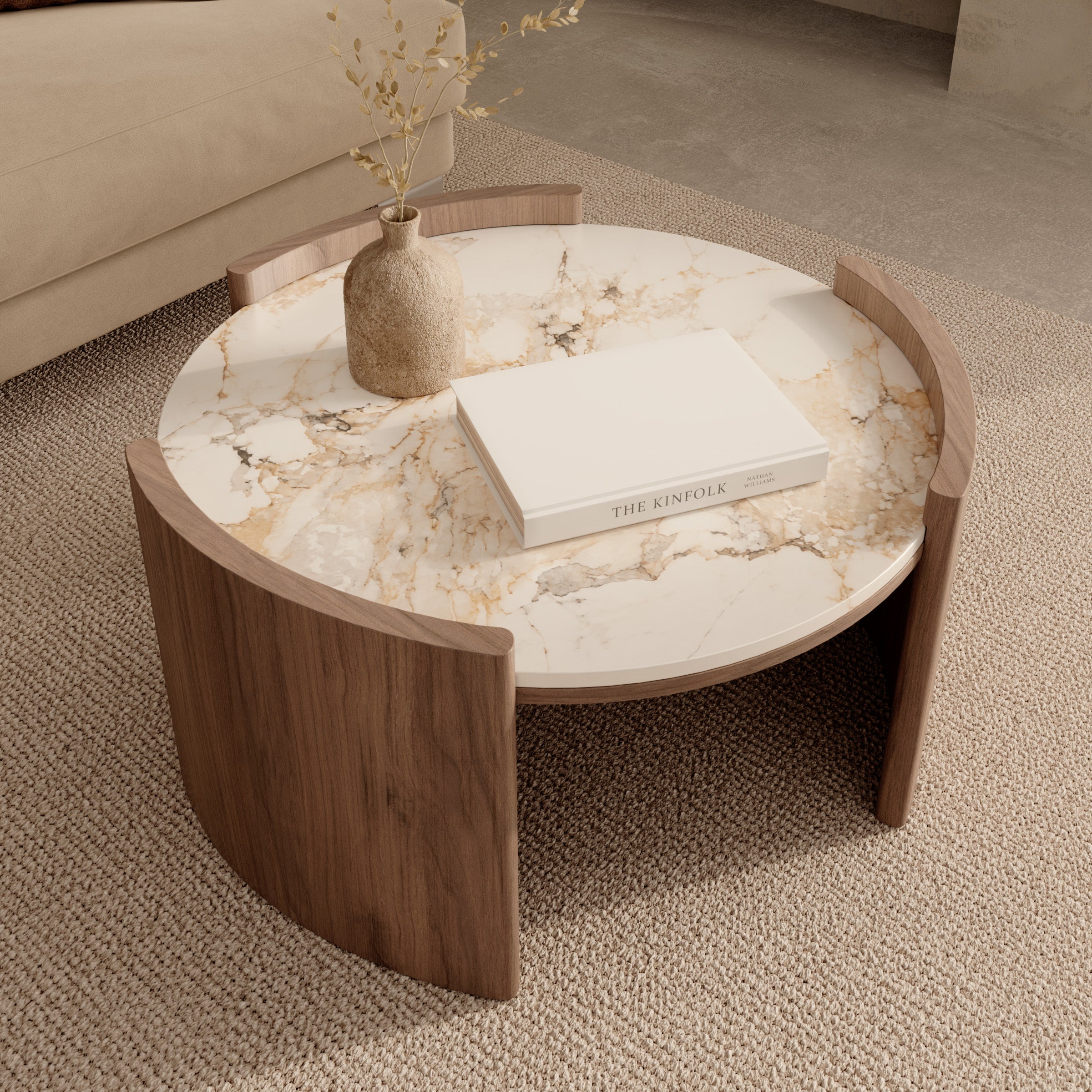 Sereno - Salontafel - Keramiek met marmerlook - 80x40 cm