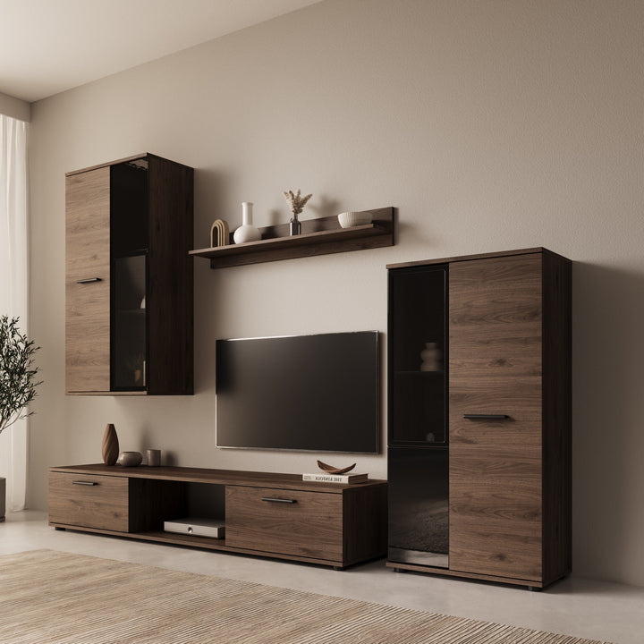 Sevanno - Wandmeubel - Walnootpatroon - 235x41x180 cm