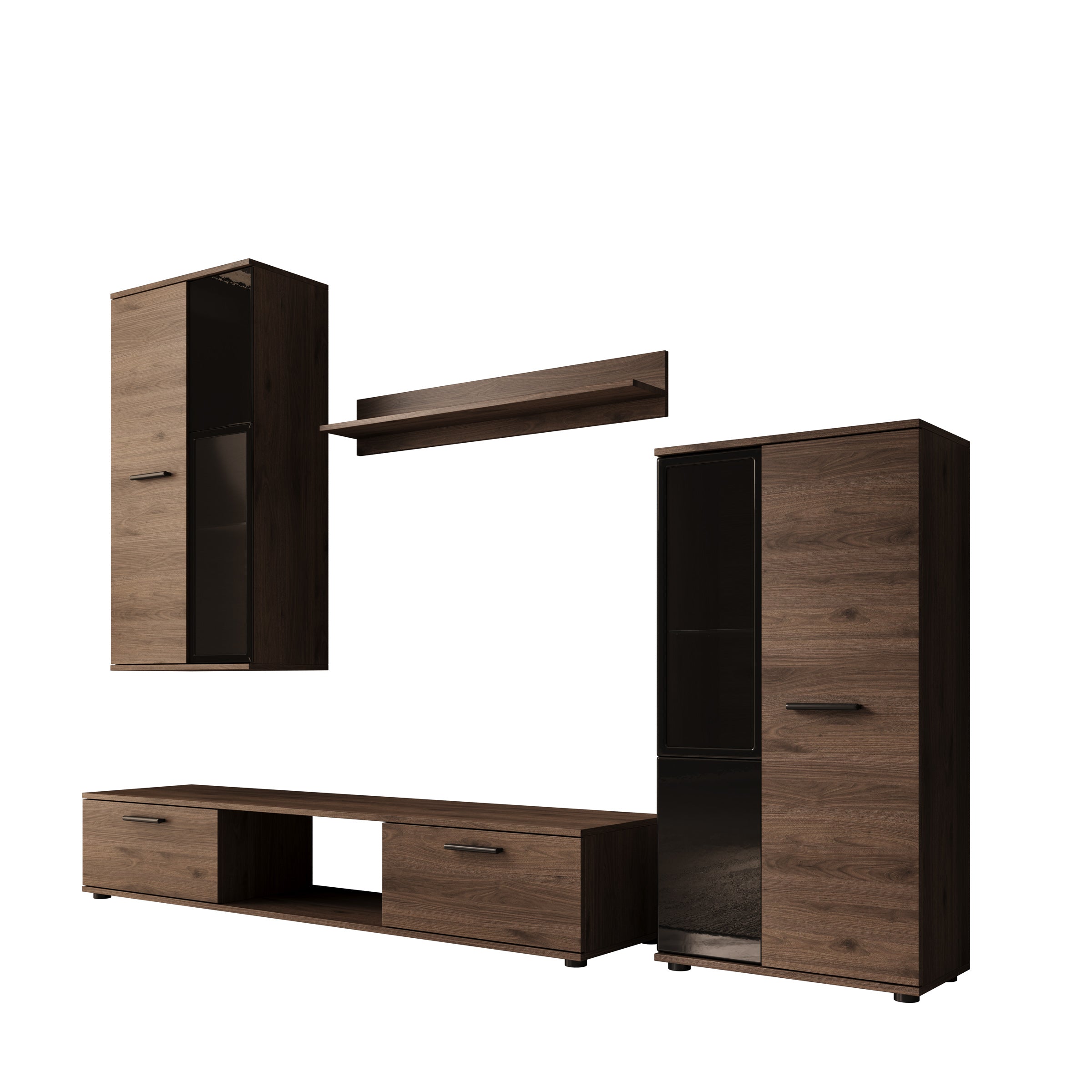 Sevanno - Wandmeubel - Walnootpatroon - 235x41x180 cm