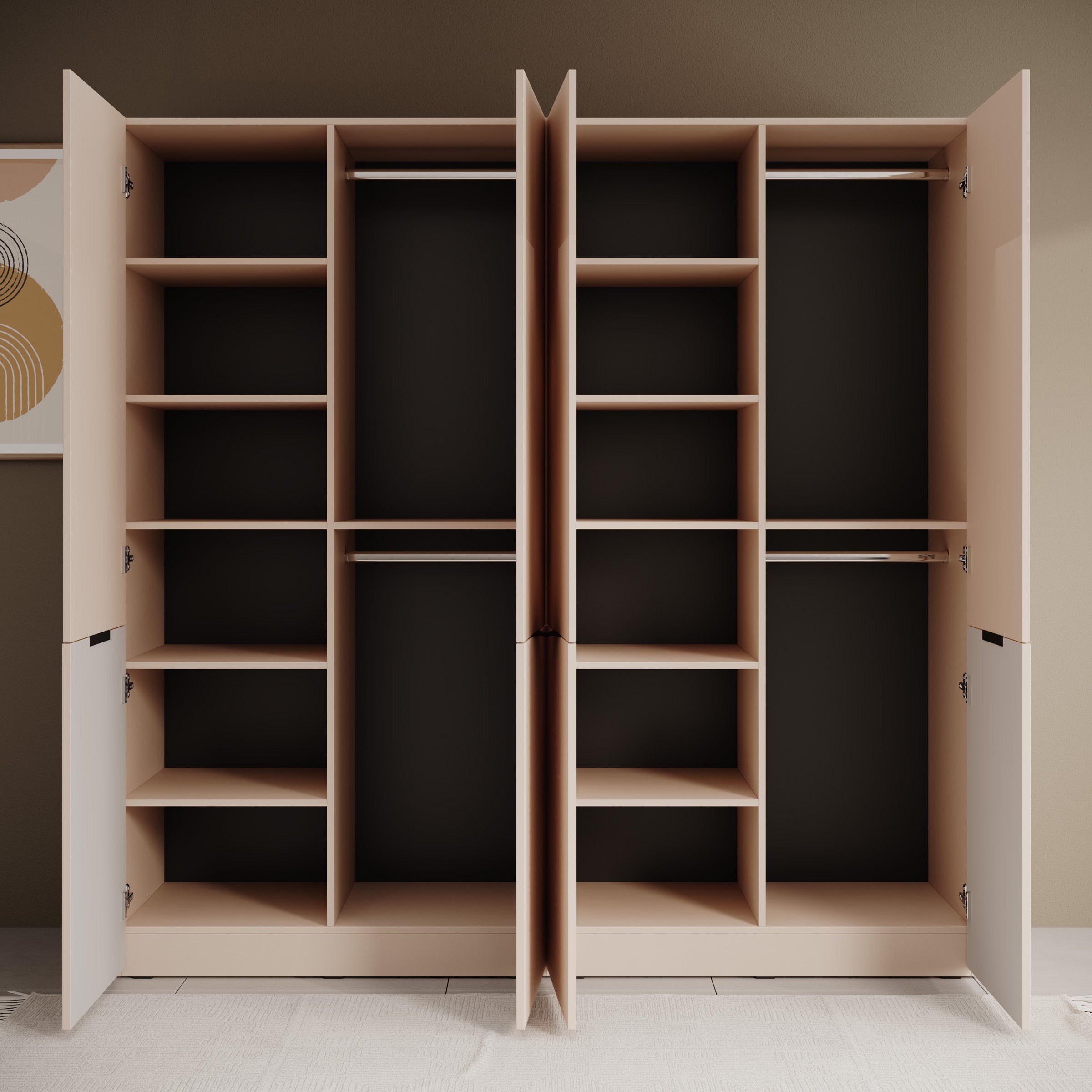 Shelton - Kledingkast 4-deurs - Beige