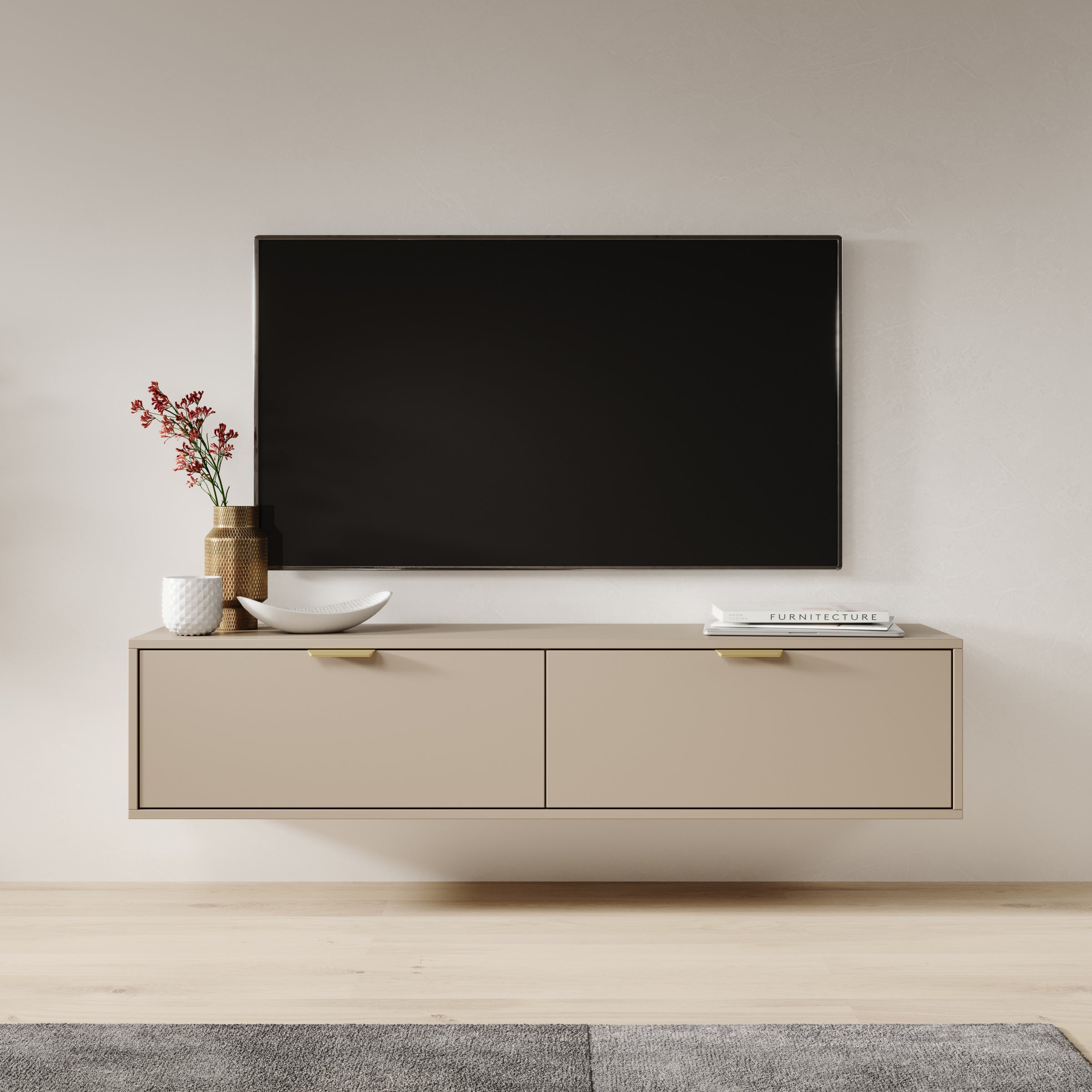Silas - TV-Meubel - Beige - 140x33x35 cm