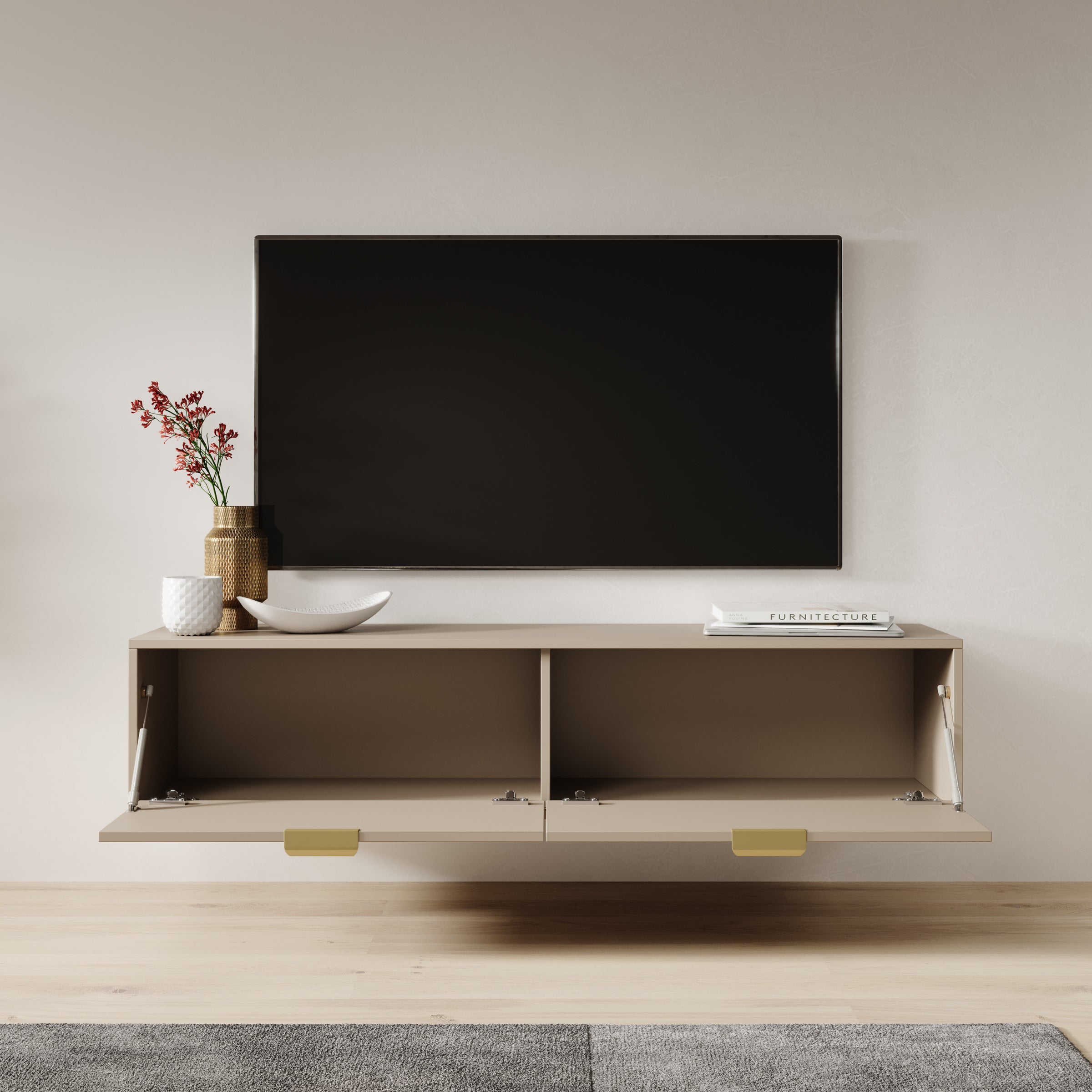 Silas - TV-Meubel - Beige - 140x33x35 cm