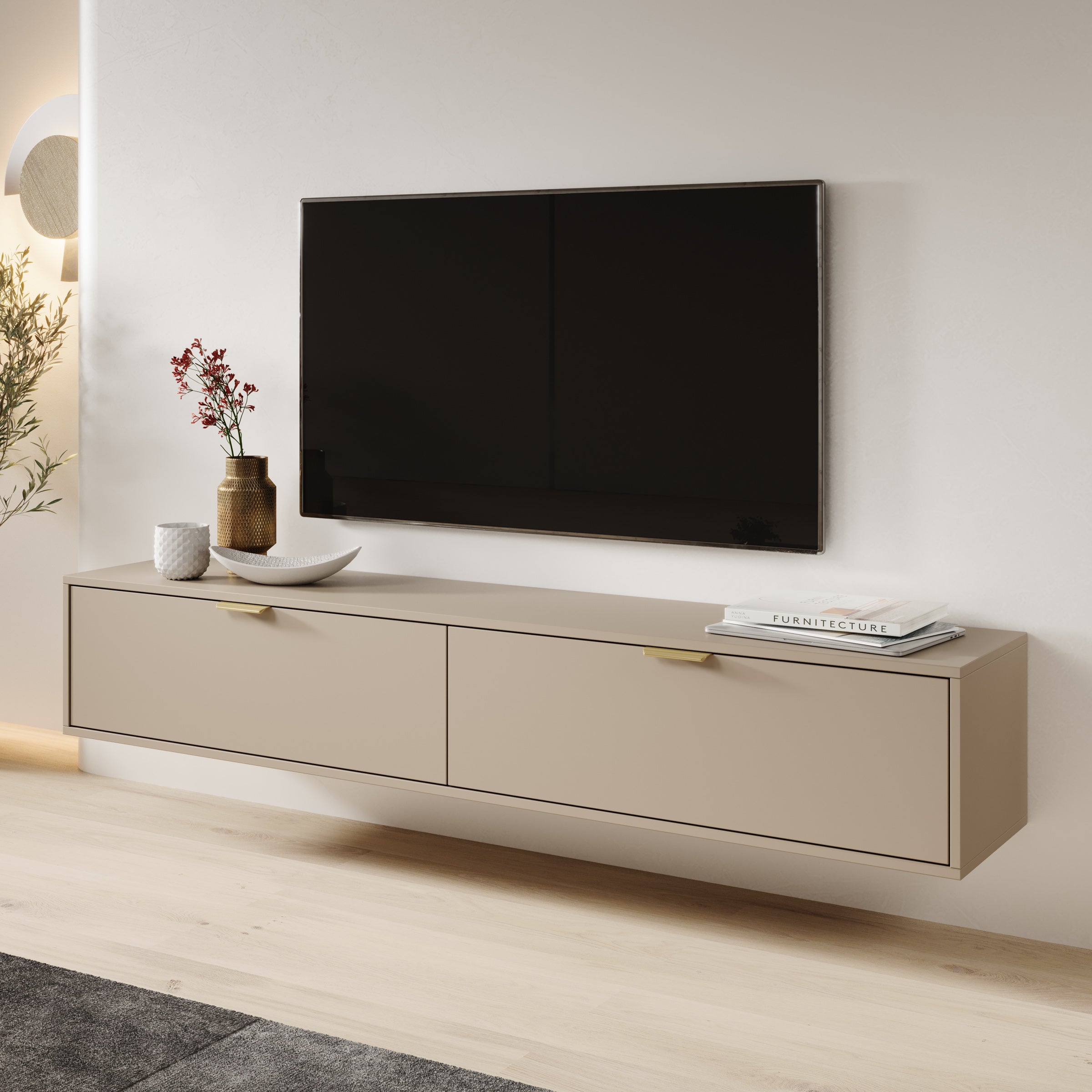 Silas - TV-Meubel - Beige - 175x33x35 cm