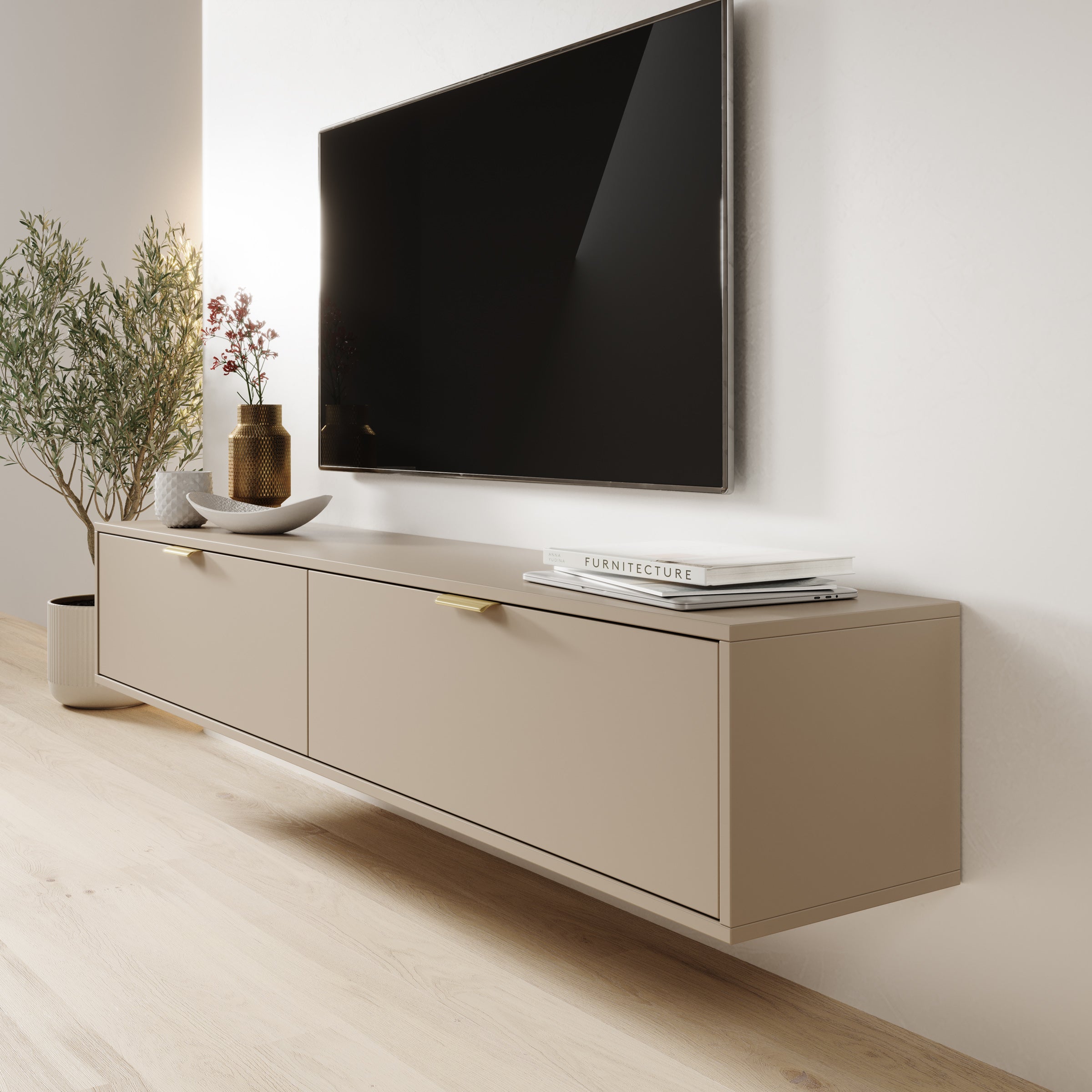 Silas - TV-Meubel - Beige - 175x33x35 cm