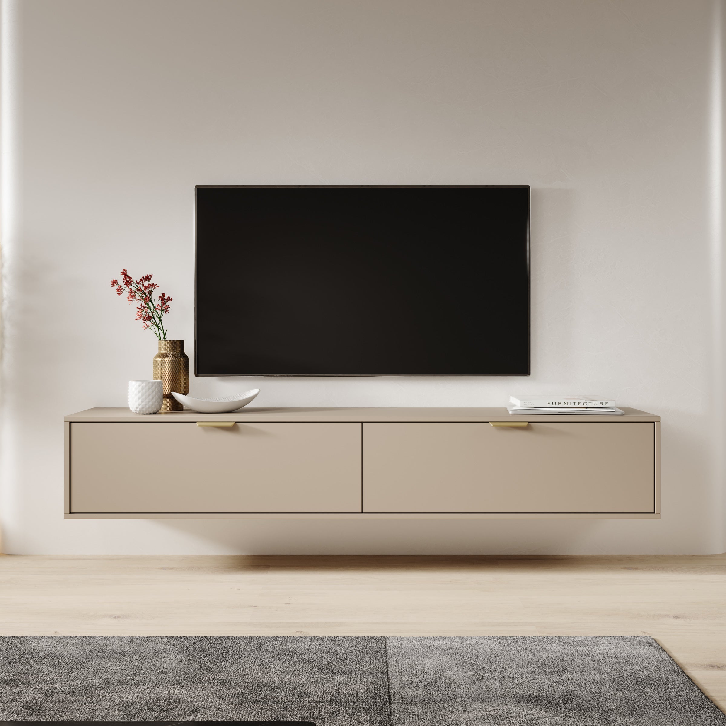 Silas - TV-Meubel - Beige - 175x33x35 cm