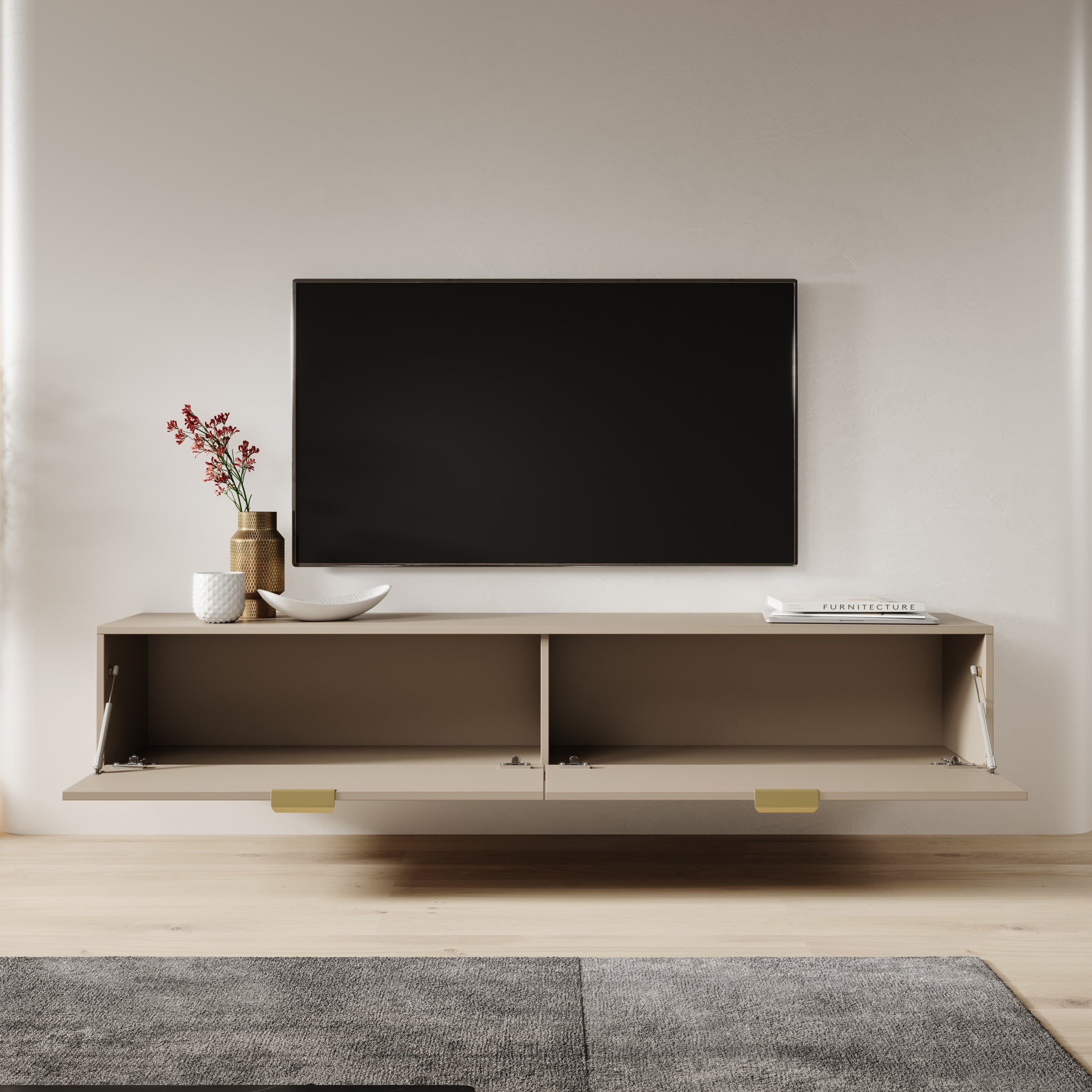 Silas - TV-Meubel - Beige - 175x33x35 cm