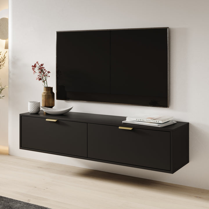 Silas - TV-Meubel - Zwart - 140x33x35 cm