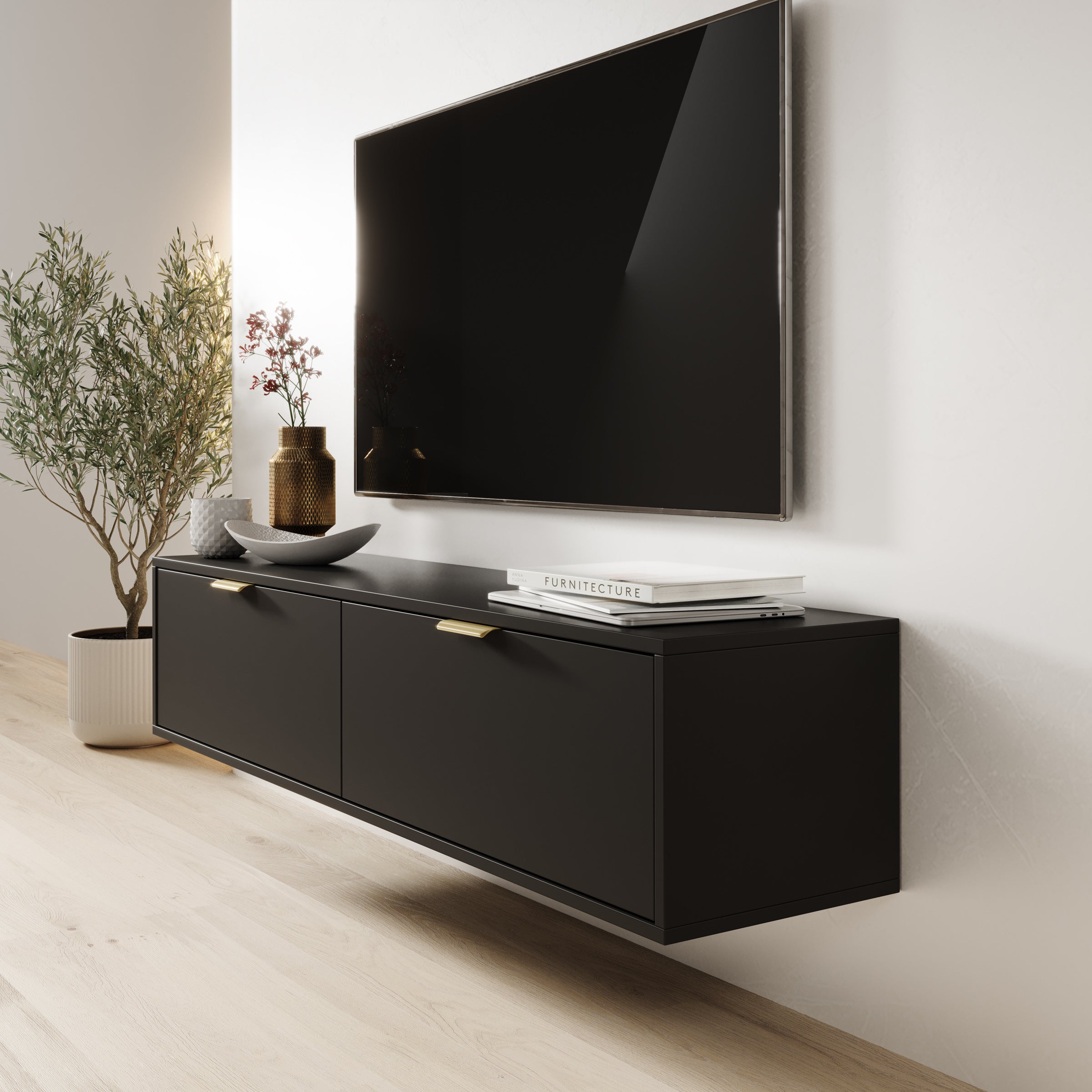 Silas - TV-Meubel - Zwart - 140x33x35 cm