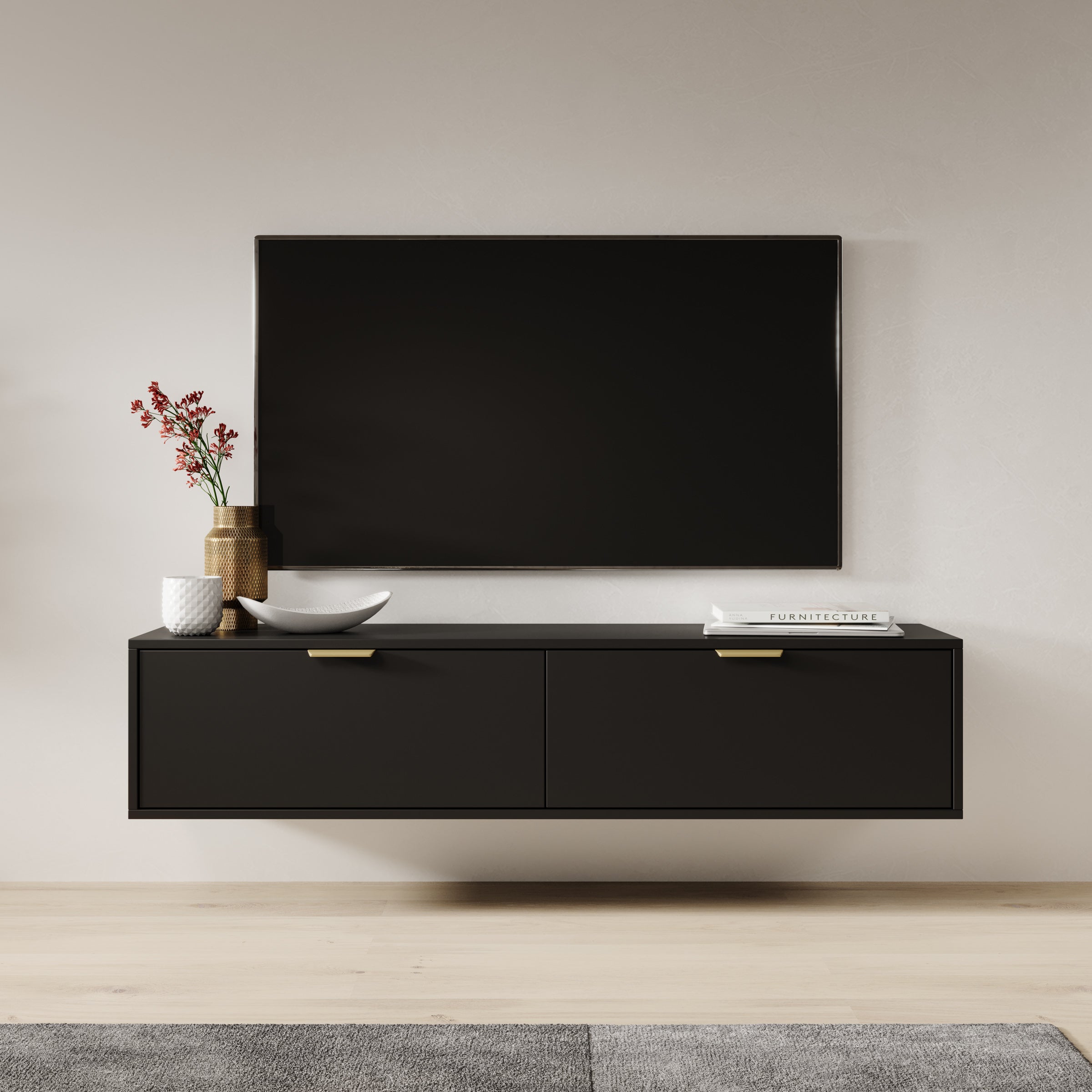 Silas - TV-Meubel - Zwart - 140x33x35 cm