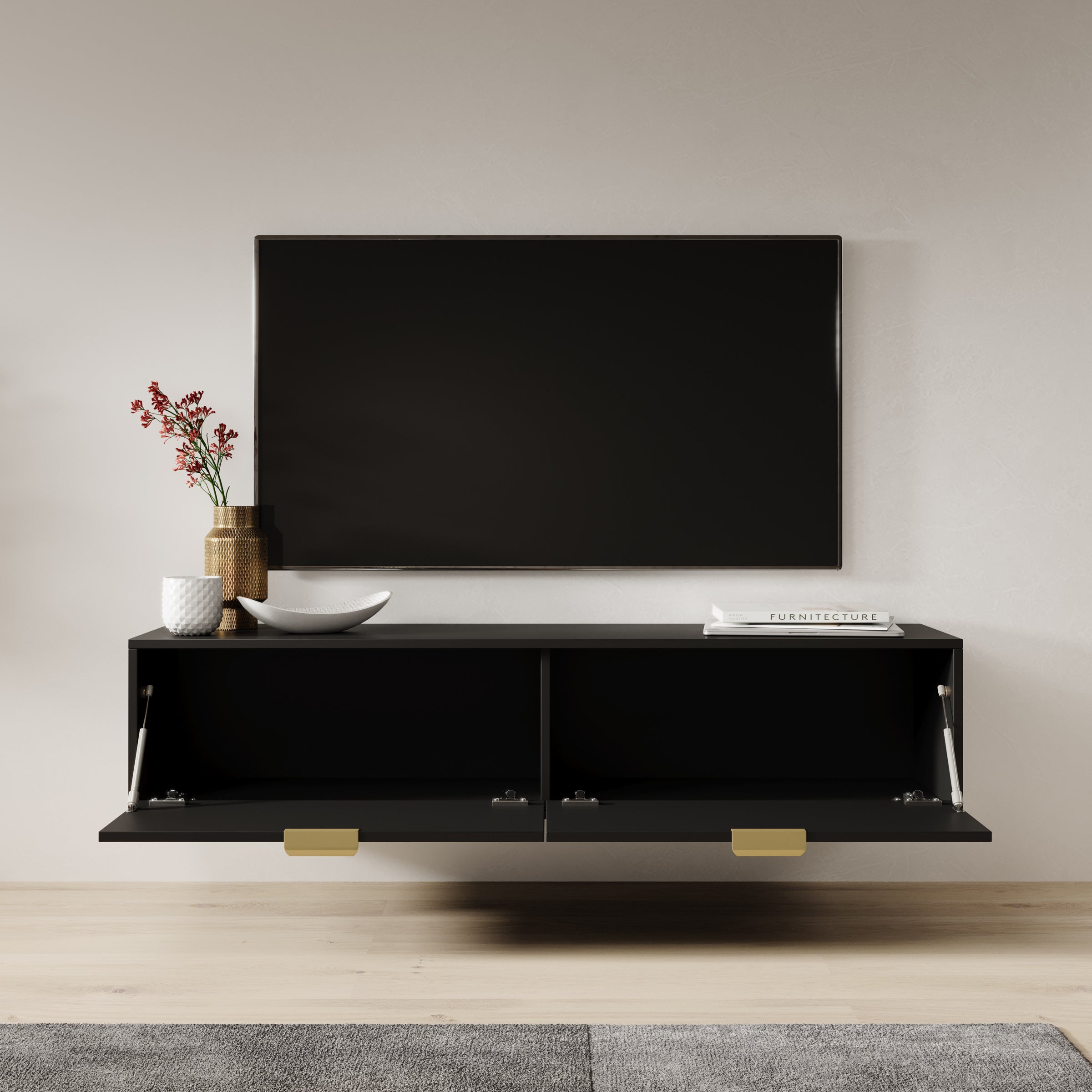 Silas - TV-Meubel - Zwart - 140x33x35 cm