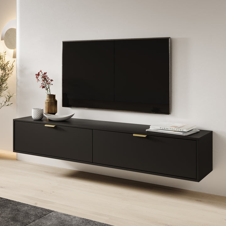 Silas - TV-Meubel - Zwart - 175x33x35 cm