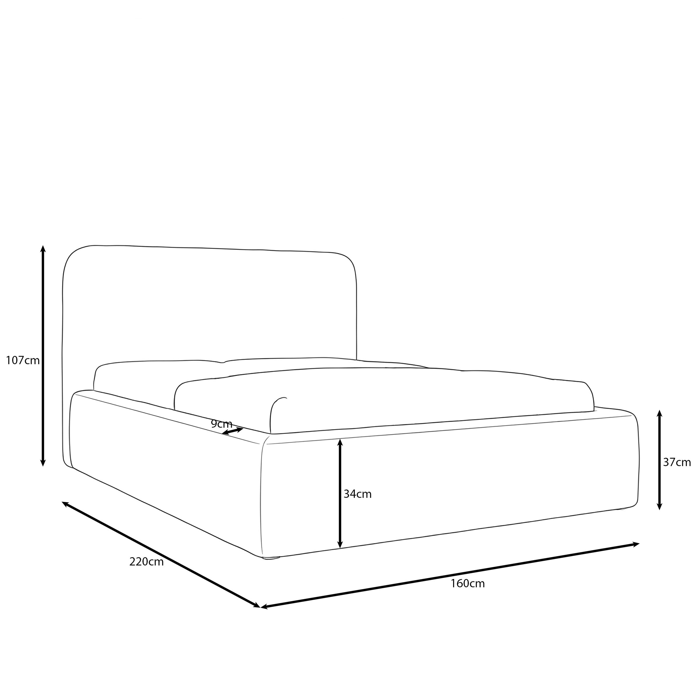 Simpson - Tweepersoonsbed - Pluche stof beige - 140x200 cm