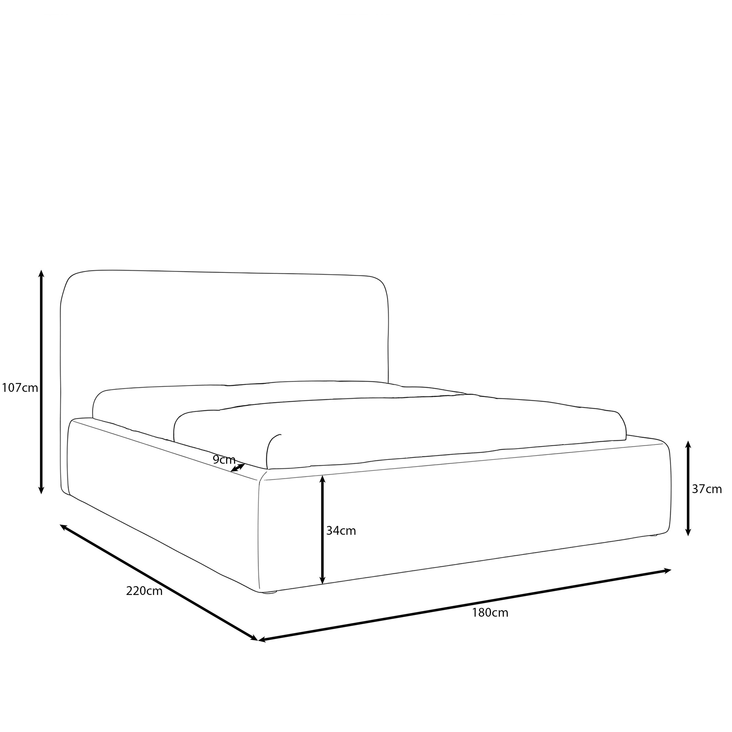 Simpson - Tweepersoonsbed - Pluche stof beige - 160x200 cm