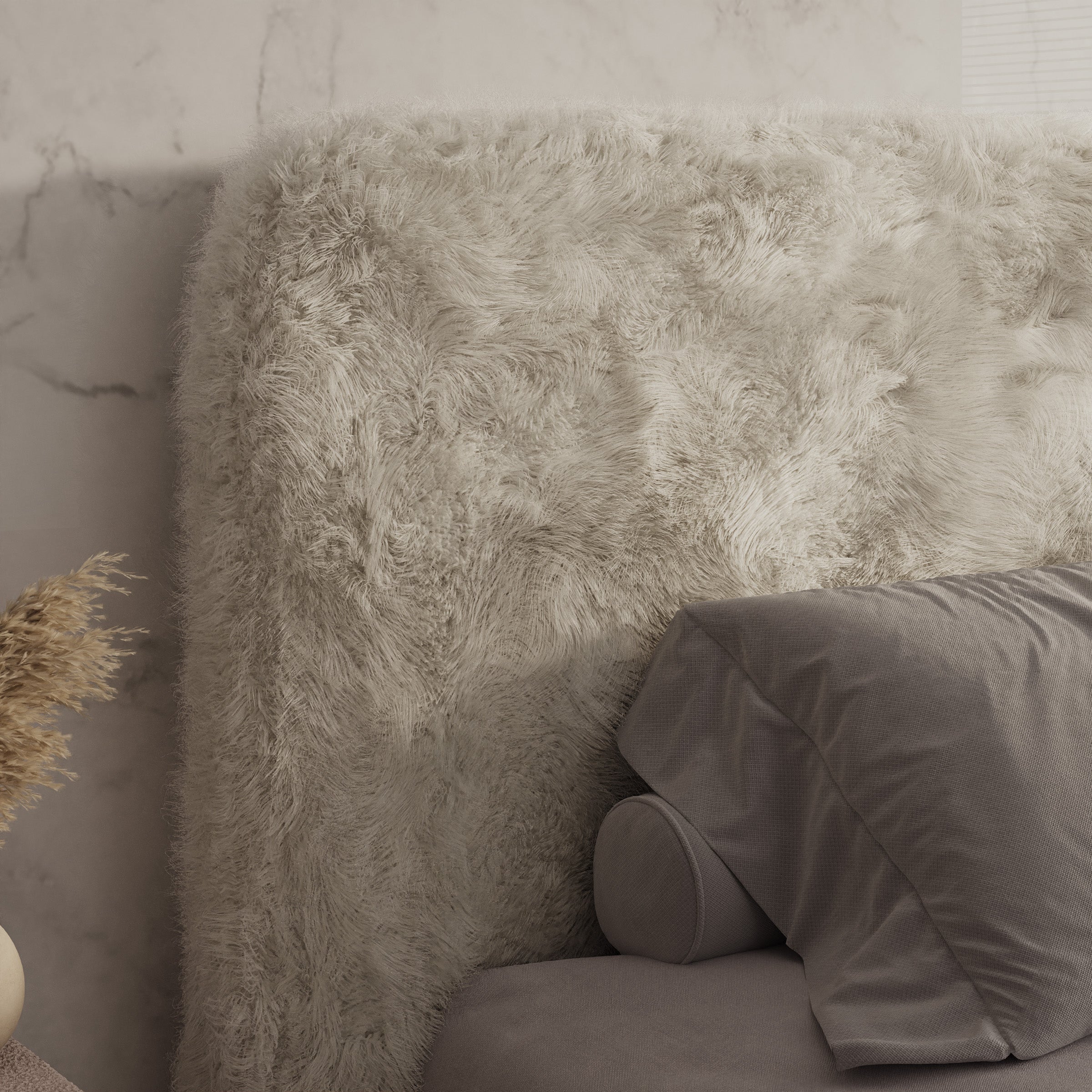 Simpson - Tweepersoonsbed - Pluche stof beige - 160x200 cm