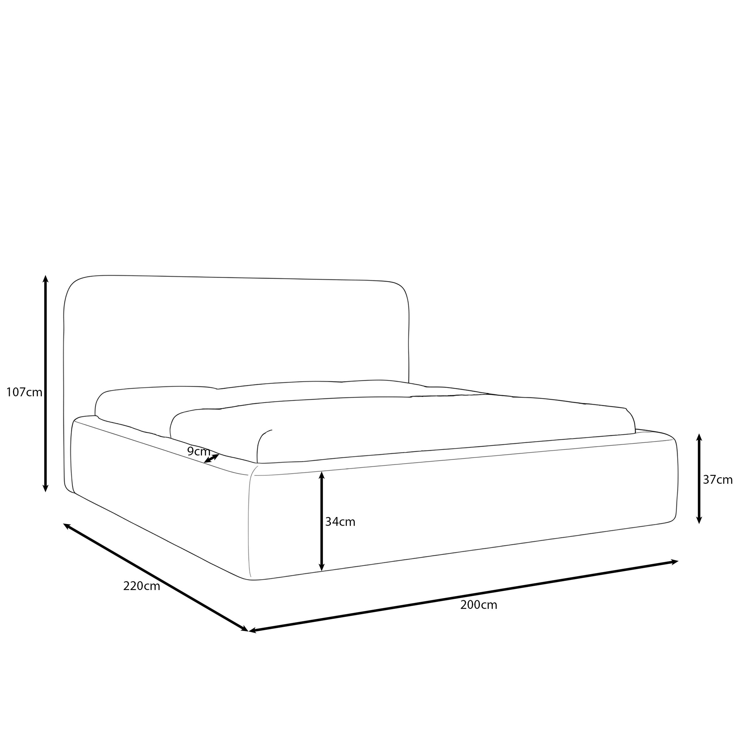 Simpson - Tweepersoonsbed - Pluche stof beige - 180x200 cm