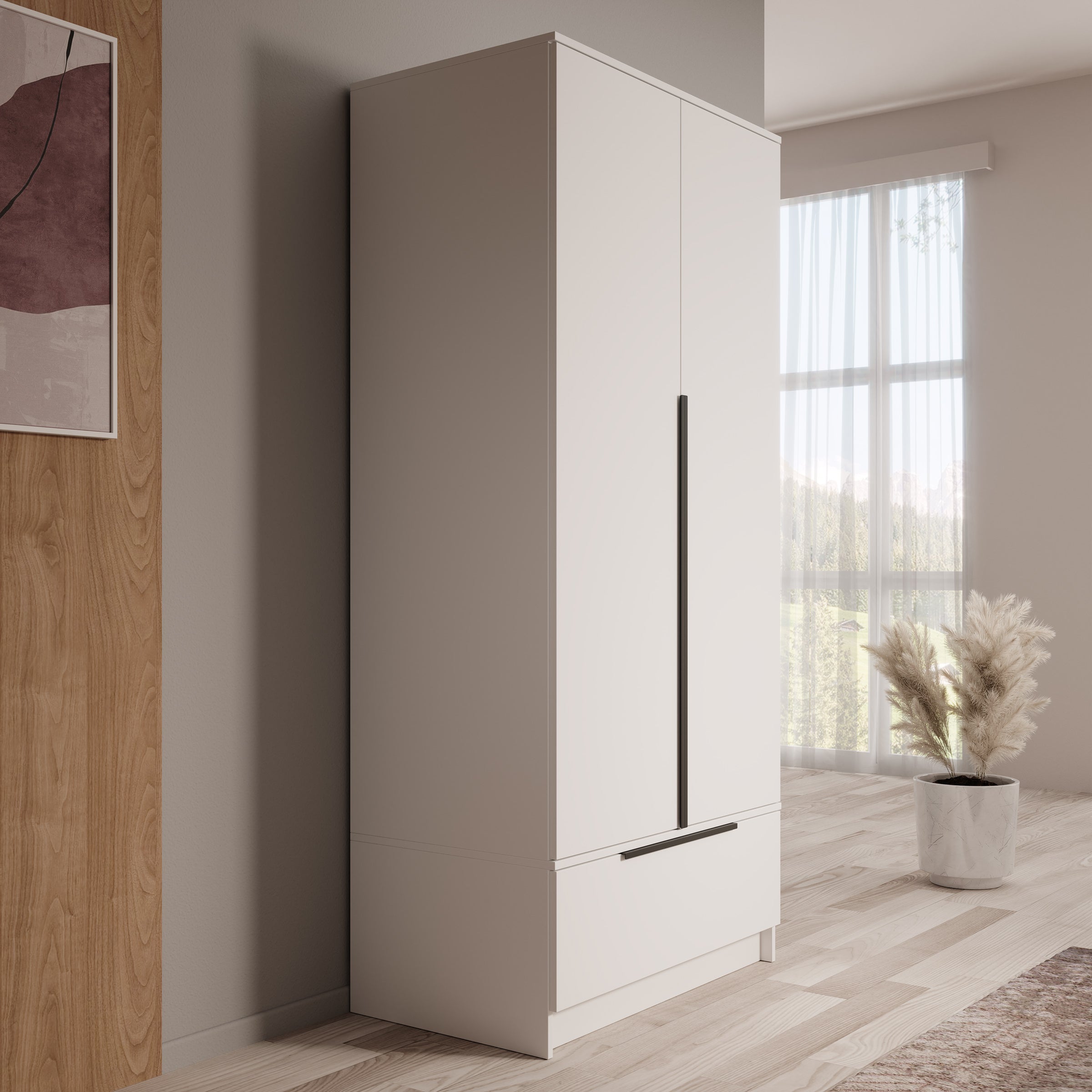 Skyer - Kledingkast 2-deurs - Wit - 90x51x193 cm