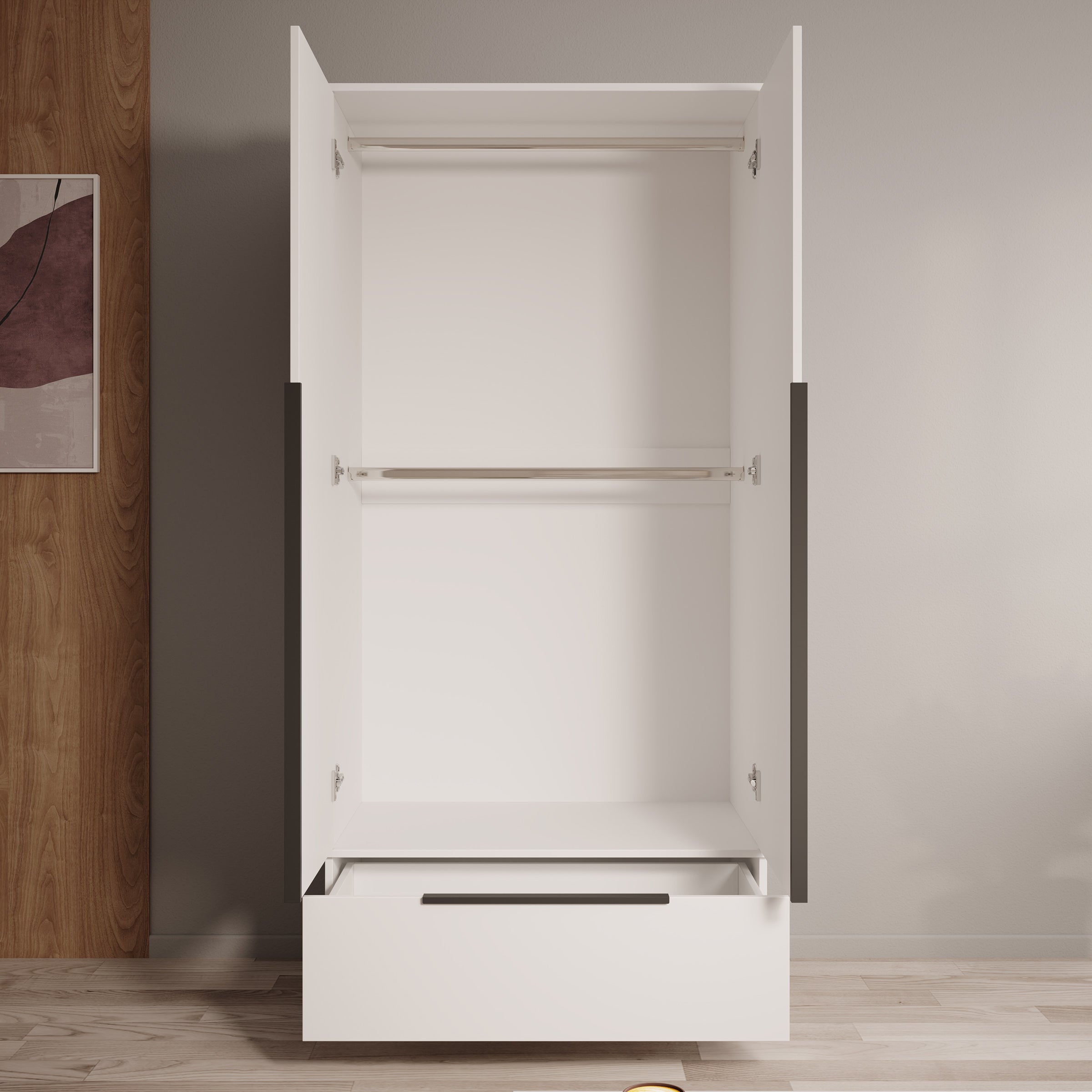 Skyer - Kledingkast 2-deurs - Wit - 90x51x193 cm