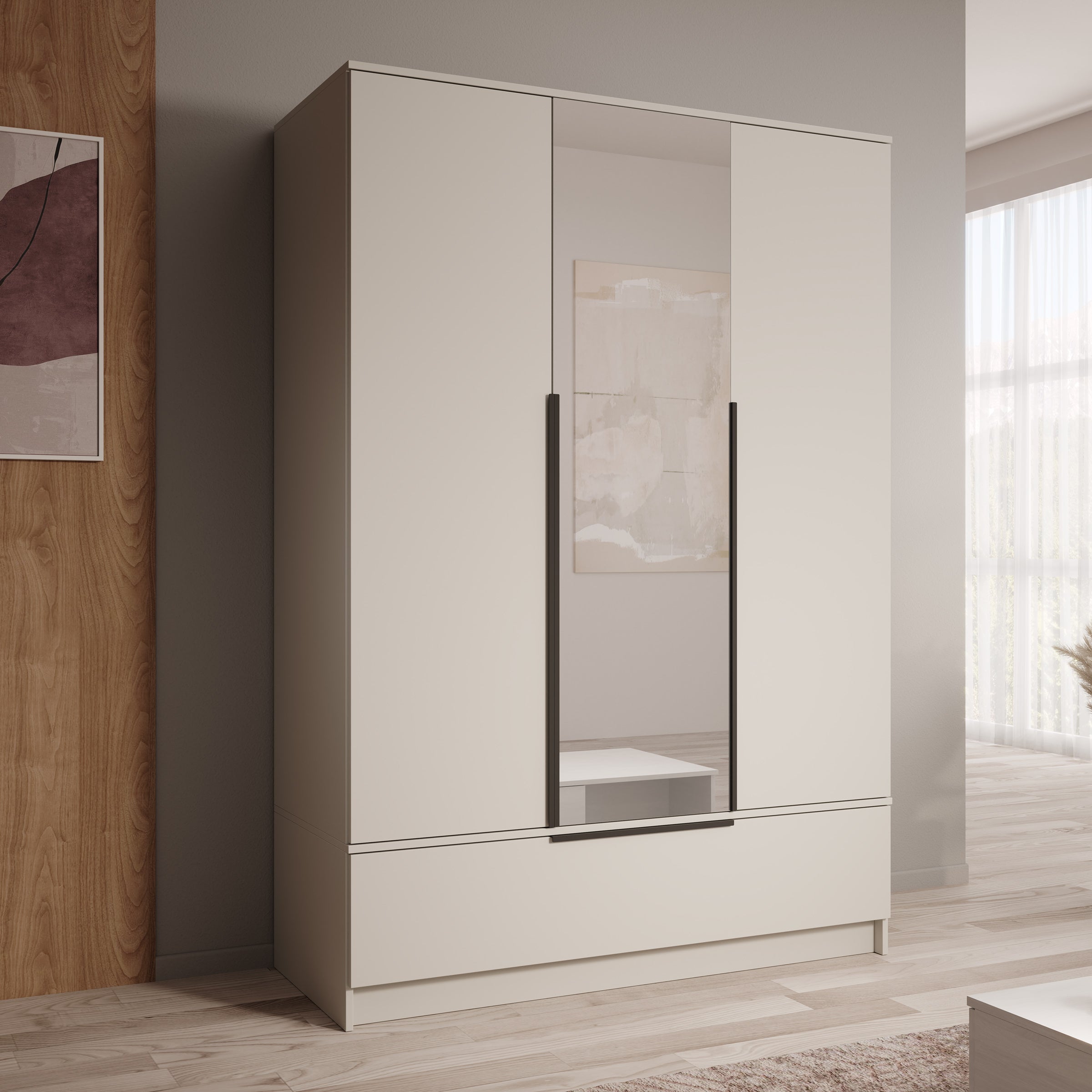 Skyer - Kledingkast 3-deurs - Beige - 135x51x193 cm
