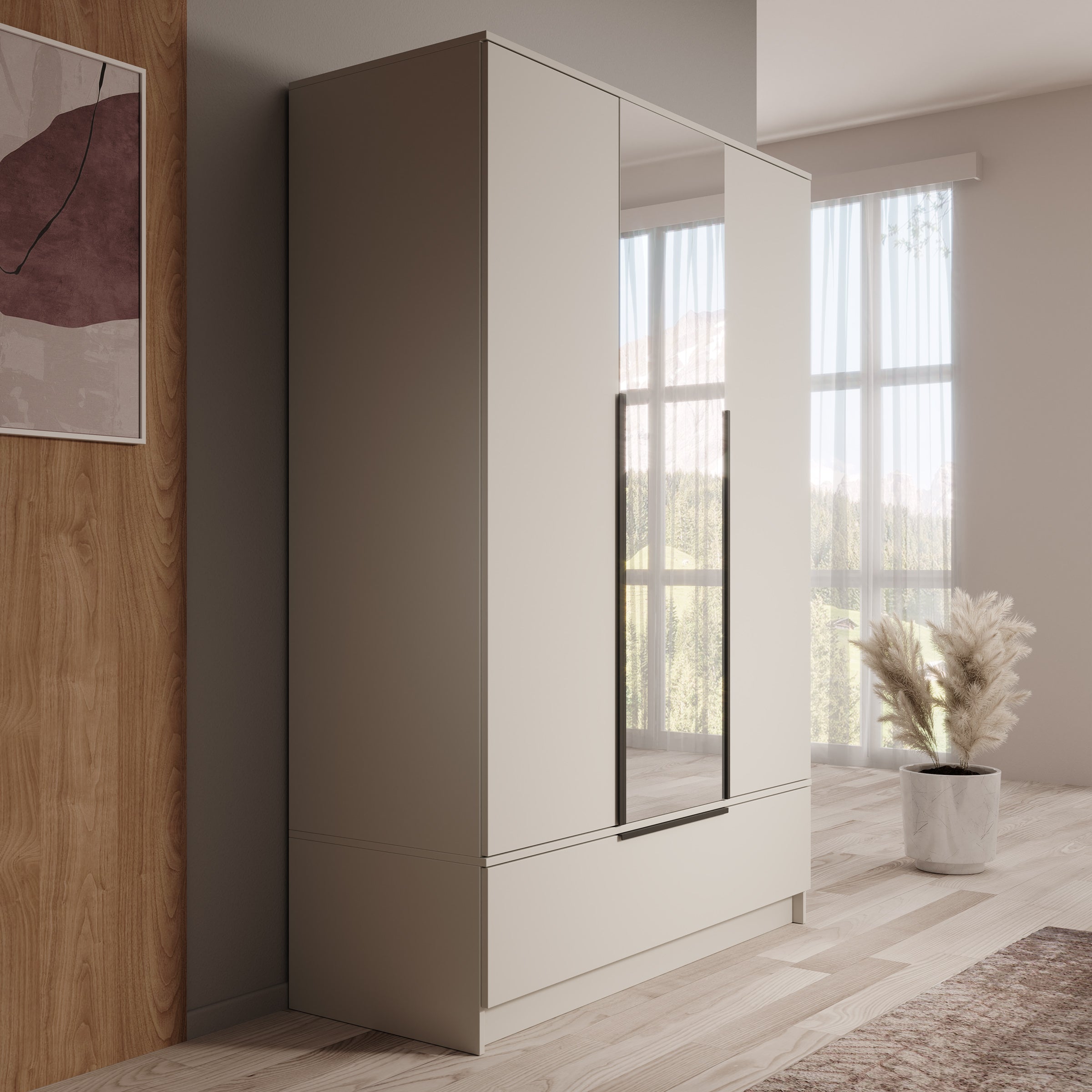 Skyer - Kledingkast 3-deurs - Beige - 135x51x193 cm