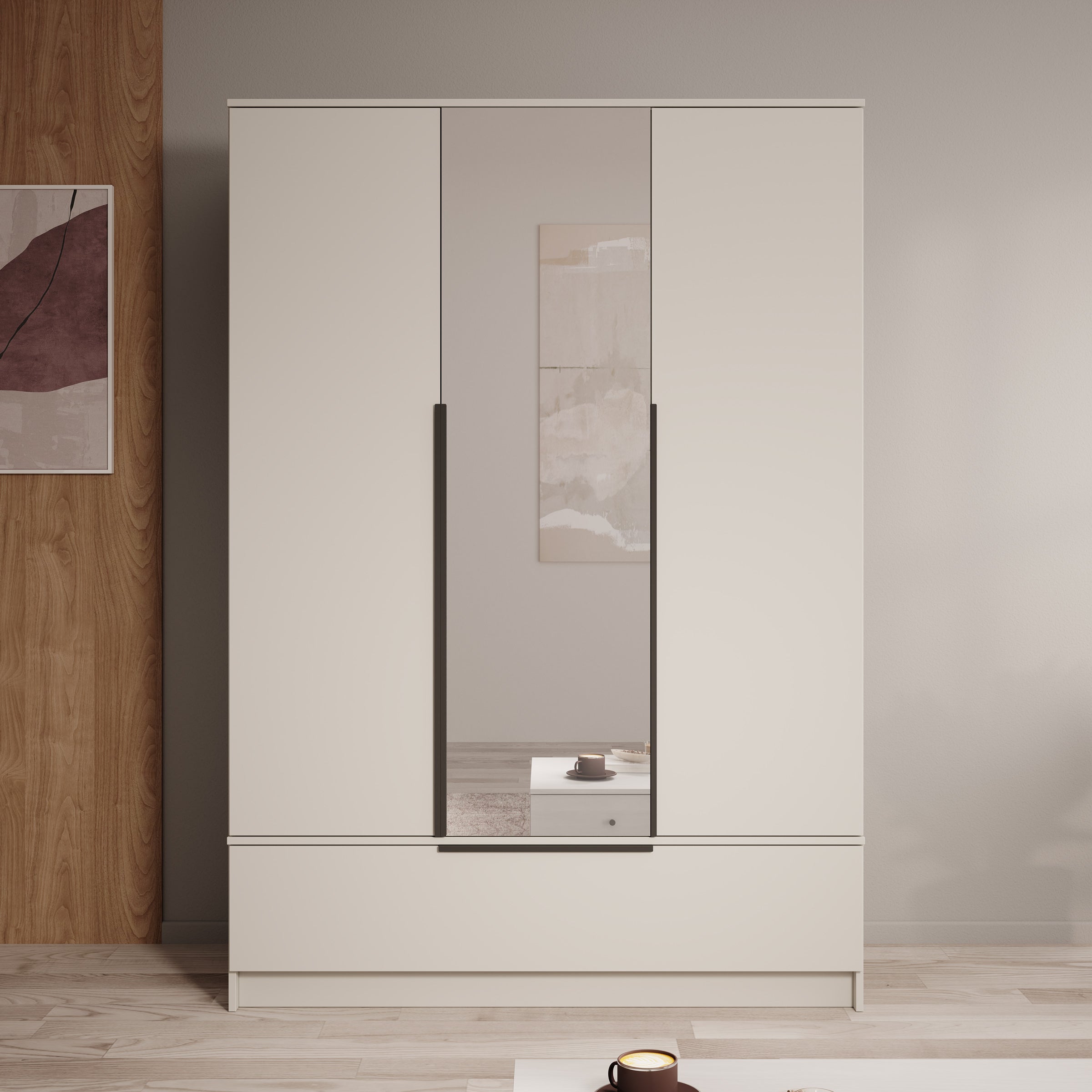 Skyer - Kledingkast 3-deurs - Beige - 135x51x193 cm