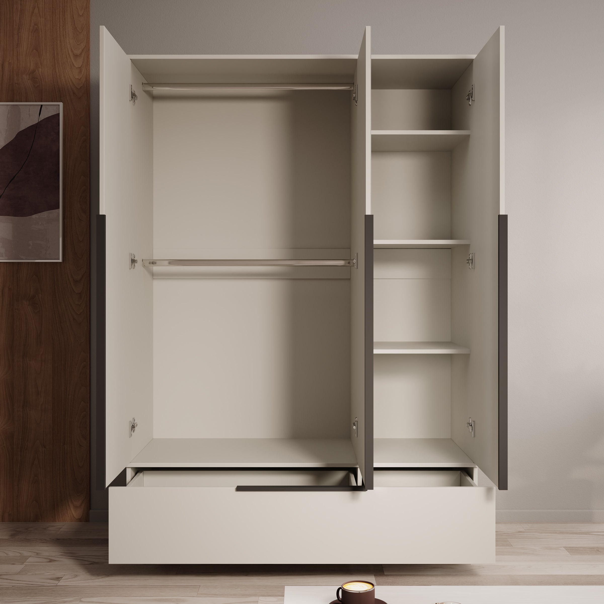 Skyer - Kledingkast 3-deurs - Beige - 135x51x193 cm