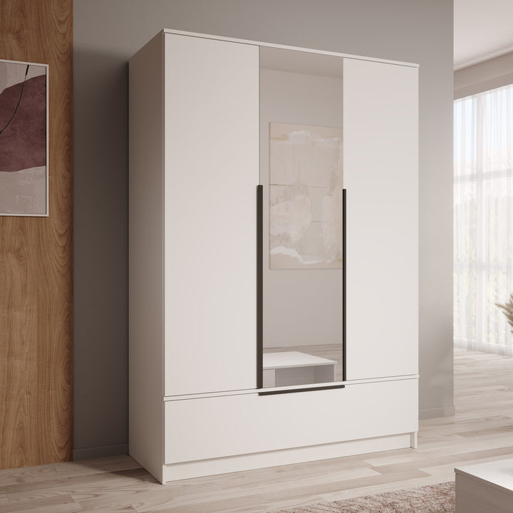 Skyer - Kledingkast 3-deurs - Wit - 135x51x193 cm
