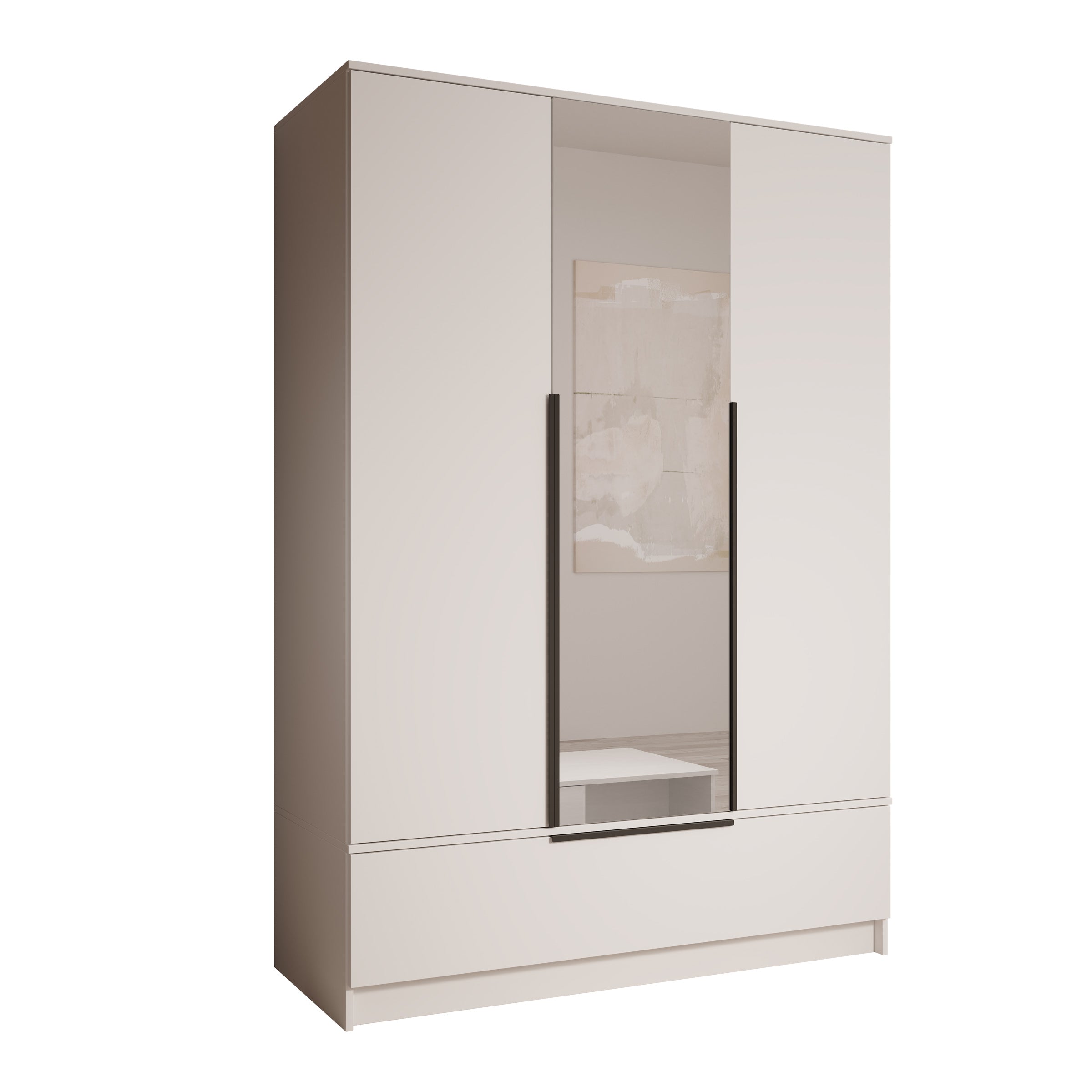 Skyer - Kledingkast 3-deurs - Wit - 135x51x193 cm