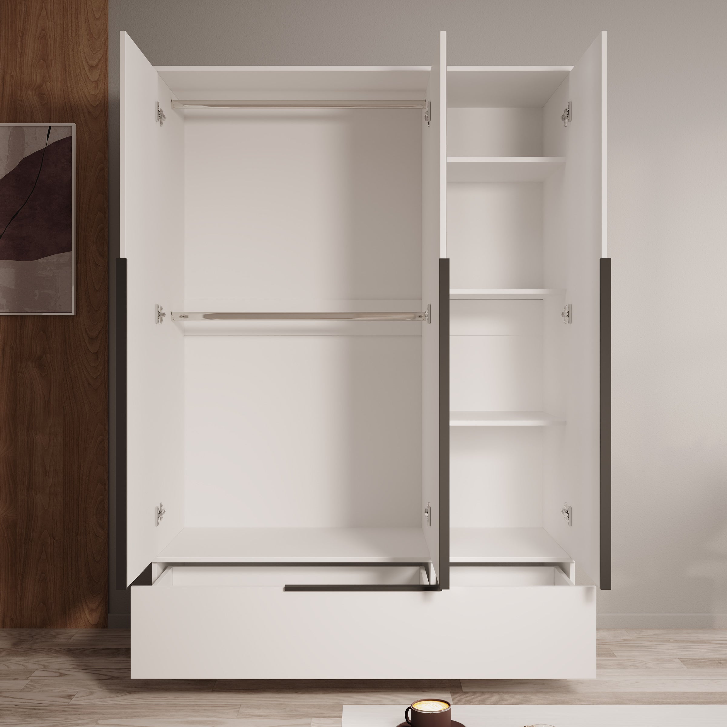 Skyer - Kledingkast 3-deurs - Wit - 135x51x193 cm