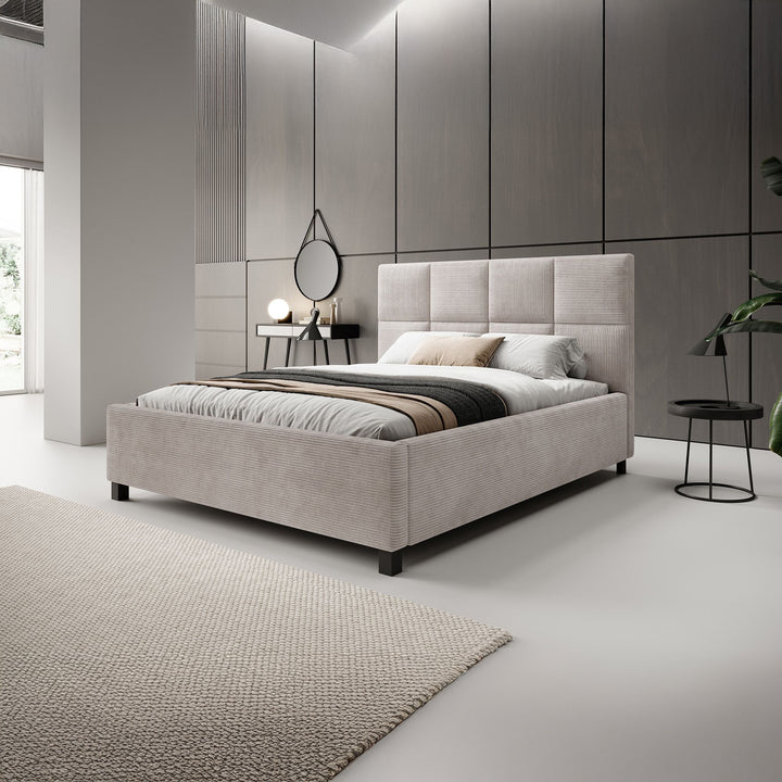 Soline - Tweepersoonsbed - Ribstof beige - 160x200 cm