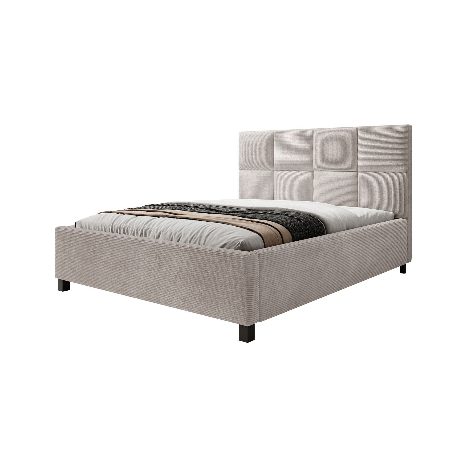 Soline - Tweepersoonsbed - Ribstof beige - 160x200 cm